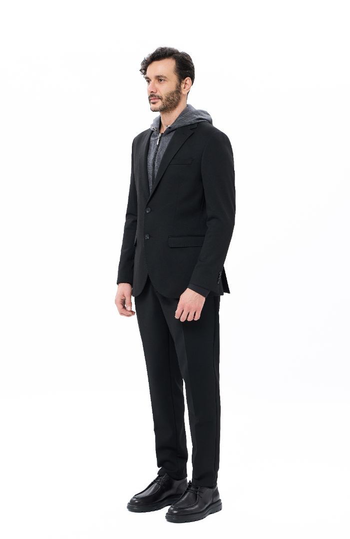 Knit Black Sport Coat with Removable Hoodie