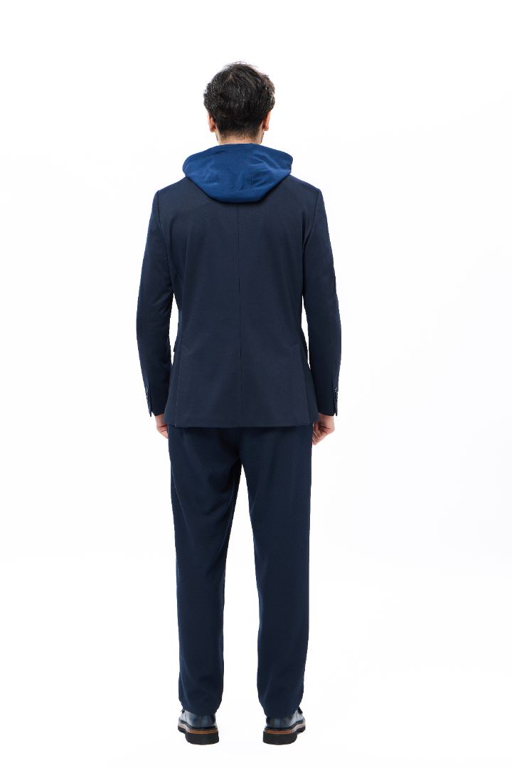 Knit Navy Sport Coat with Removable Hoodie