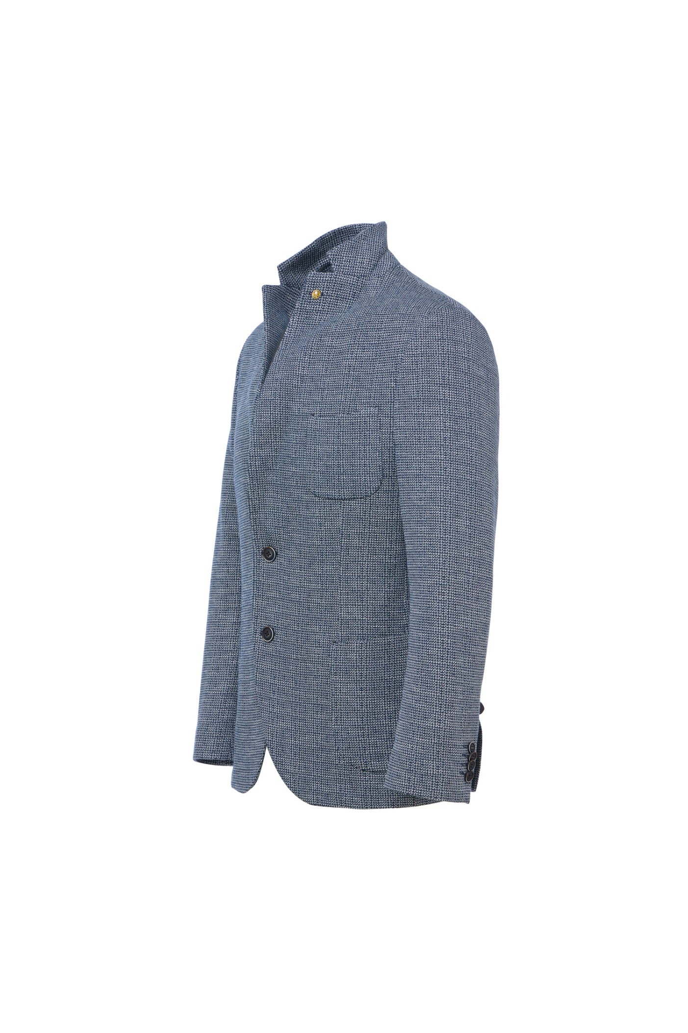 Navy Knit Blazer with Mercerized Finish