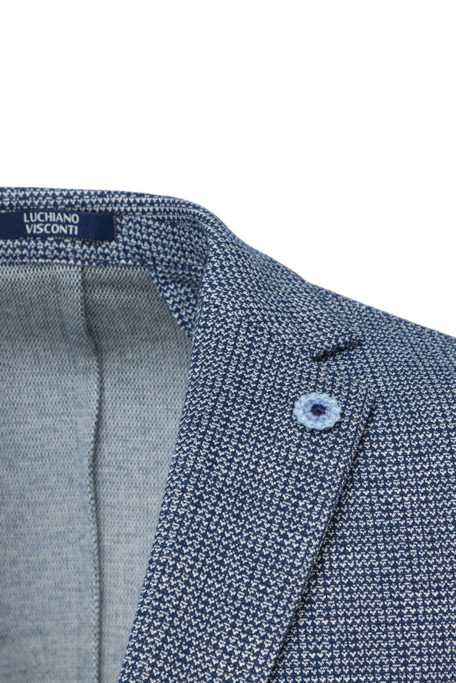 Navy Knit Blazer with Mercerized Finish