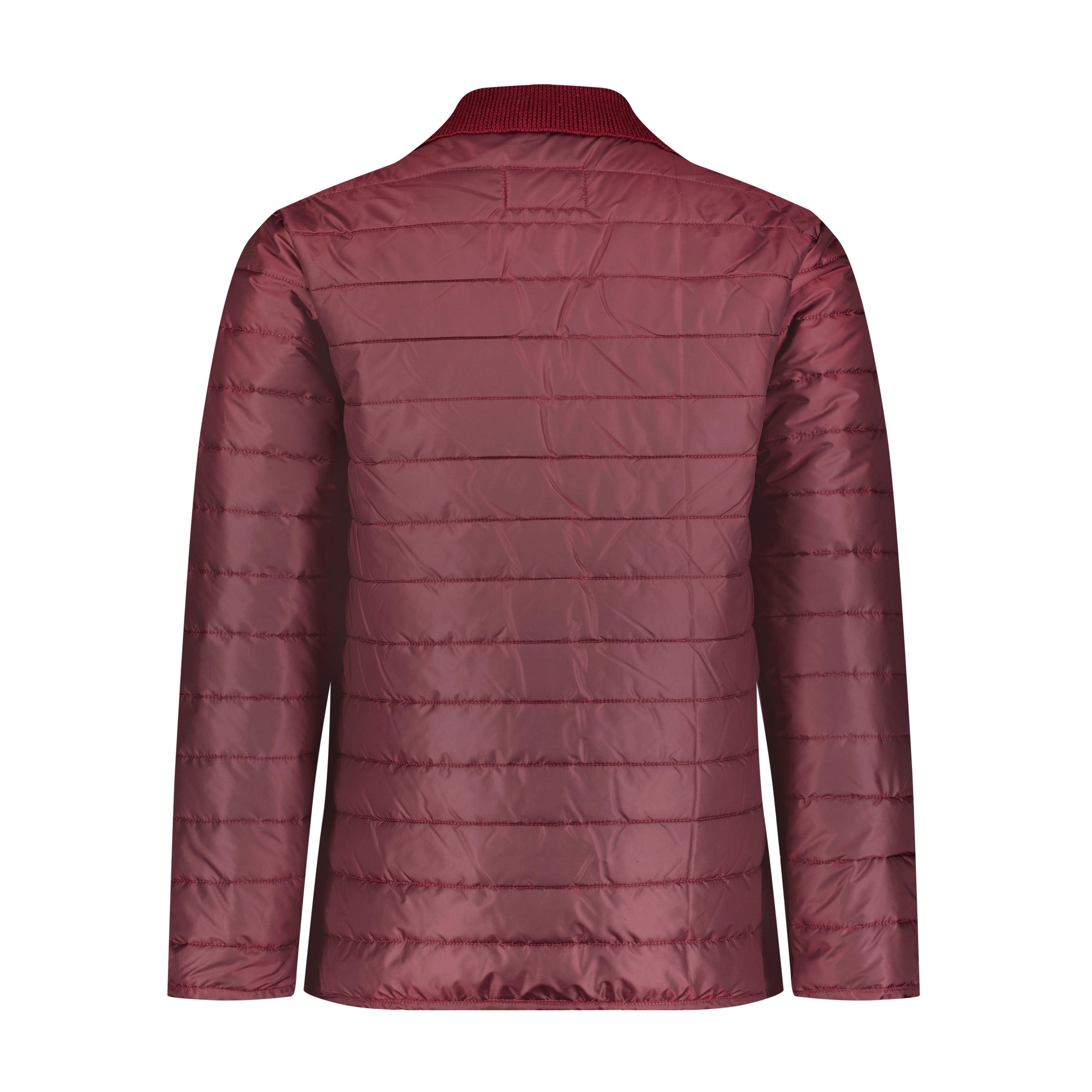 Two-Button Knit Jacket with Quilted Puff Sleeves