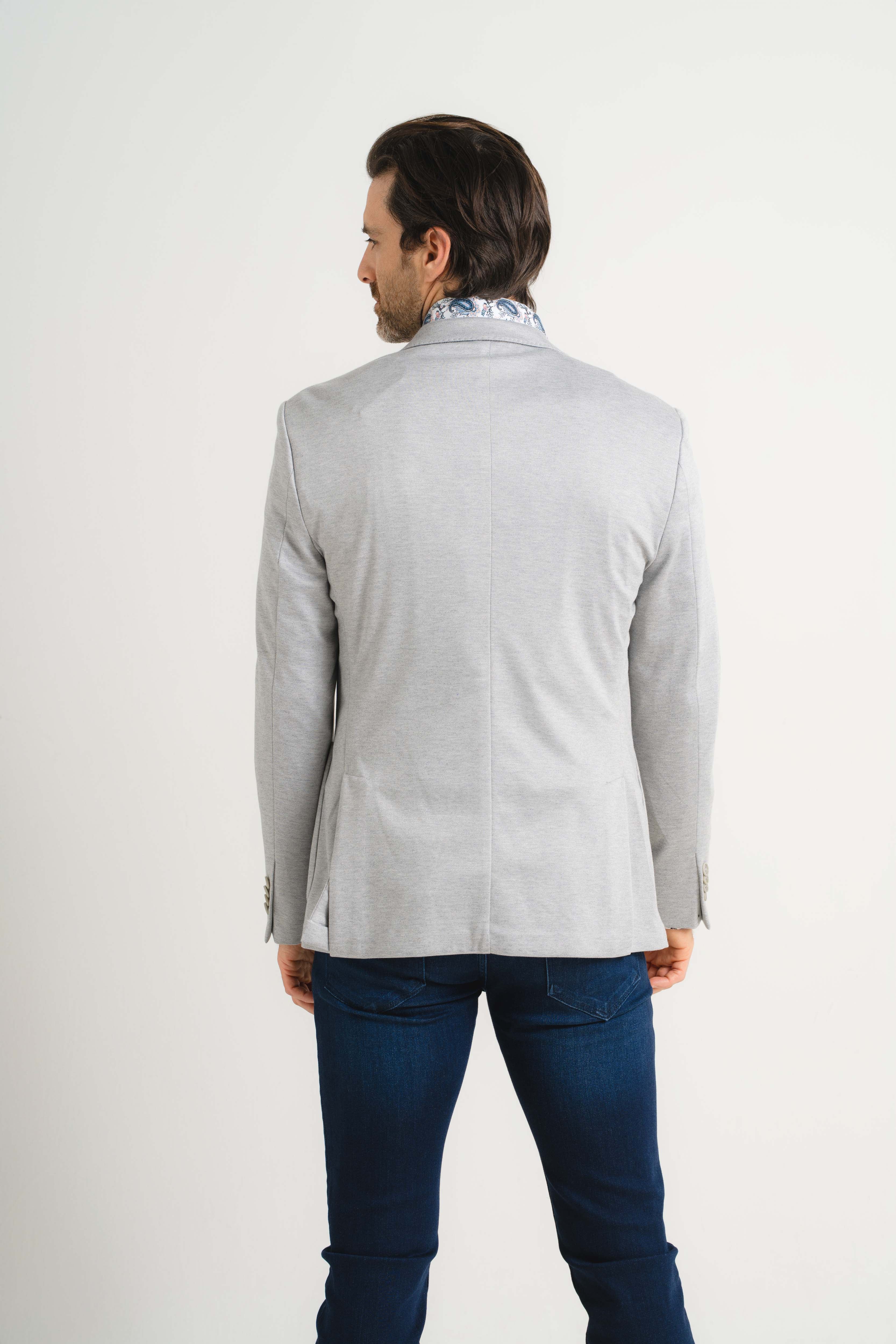 Silver Liscio Knit Blazer