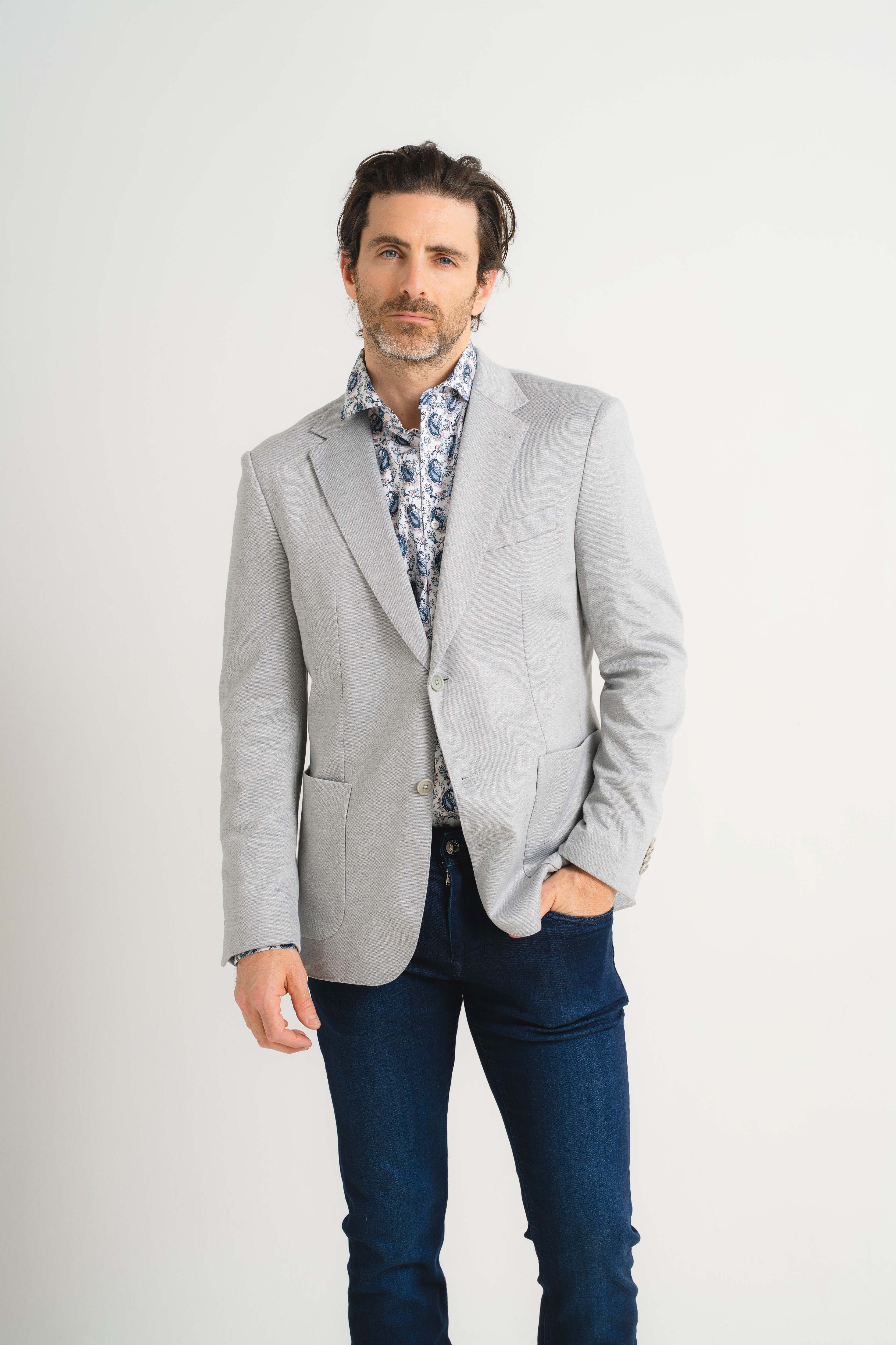 Silver Liscio Knit Blazer