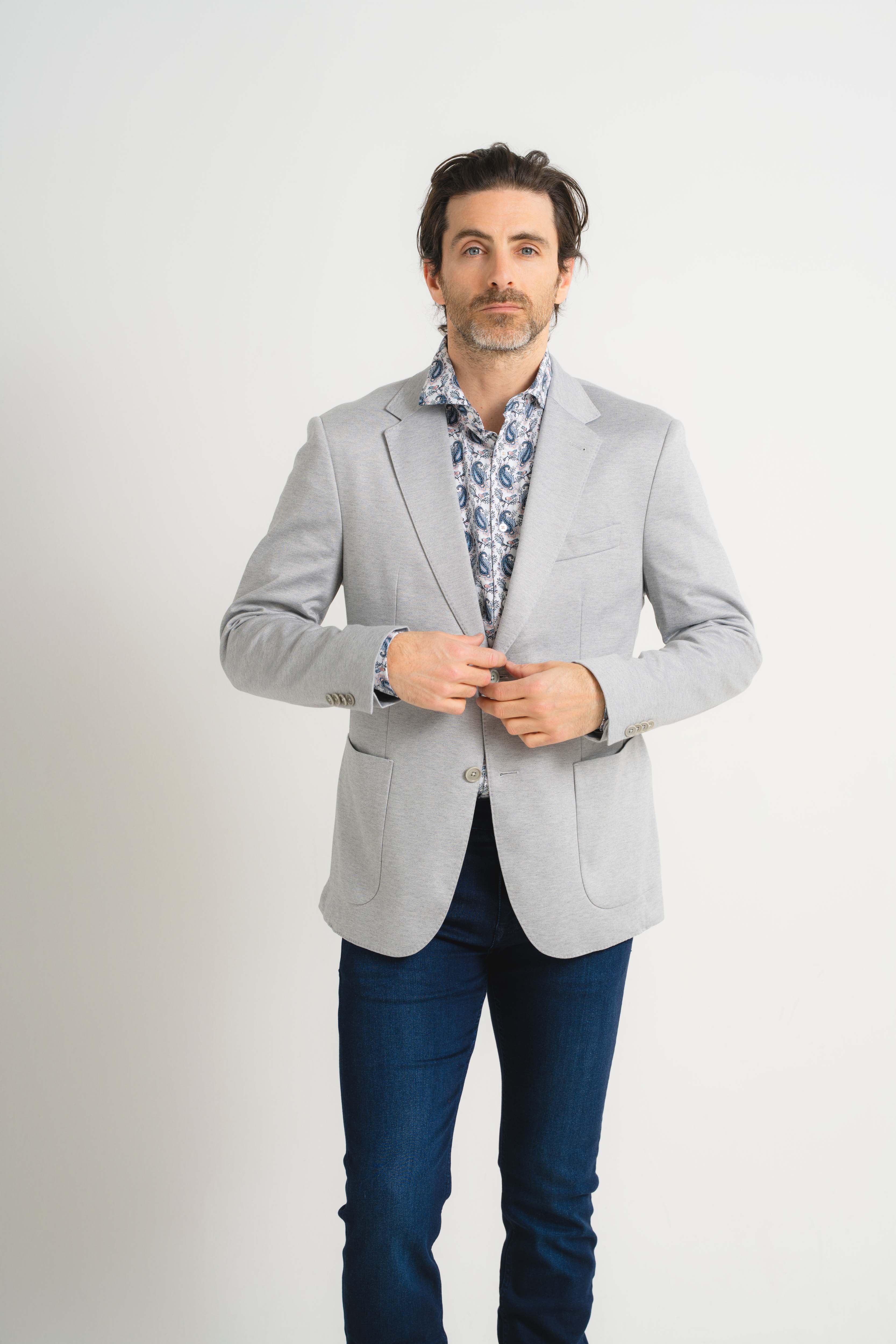 Silver Liscio Knit Blazer