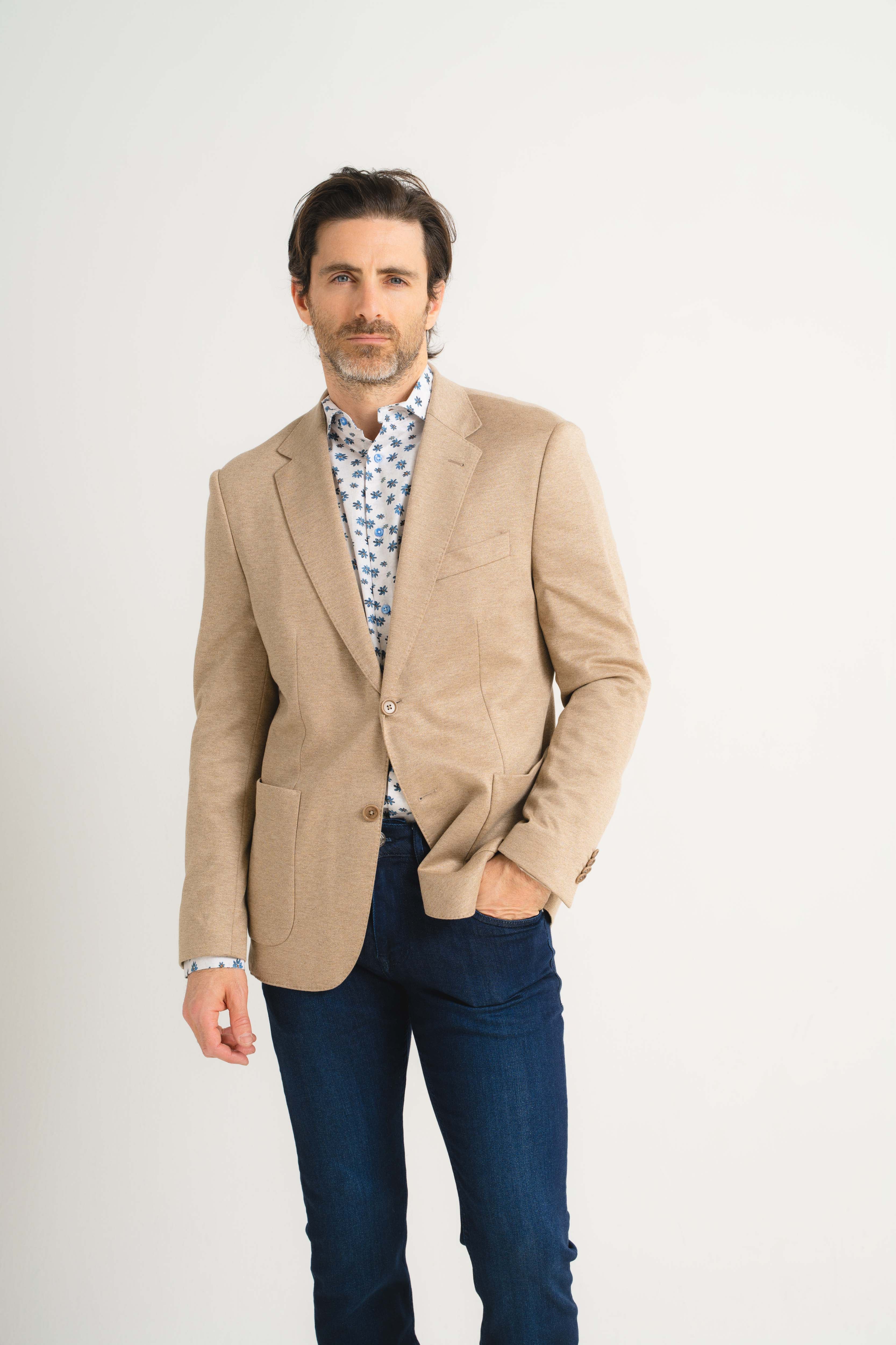 Khaki Liscio Knit Blazer