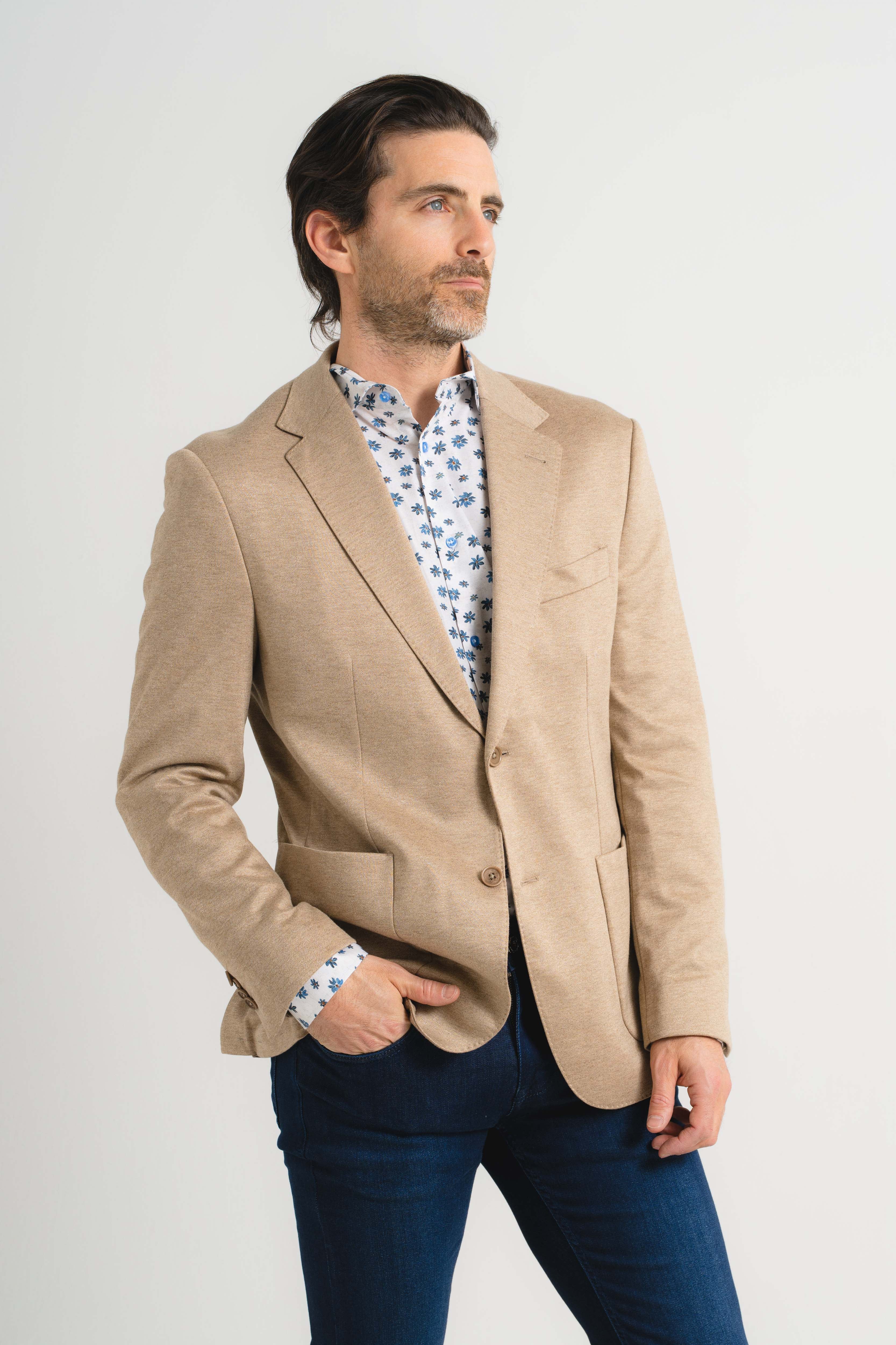Khaki Liscio Knit Blazer