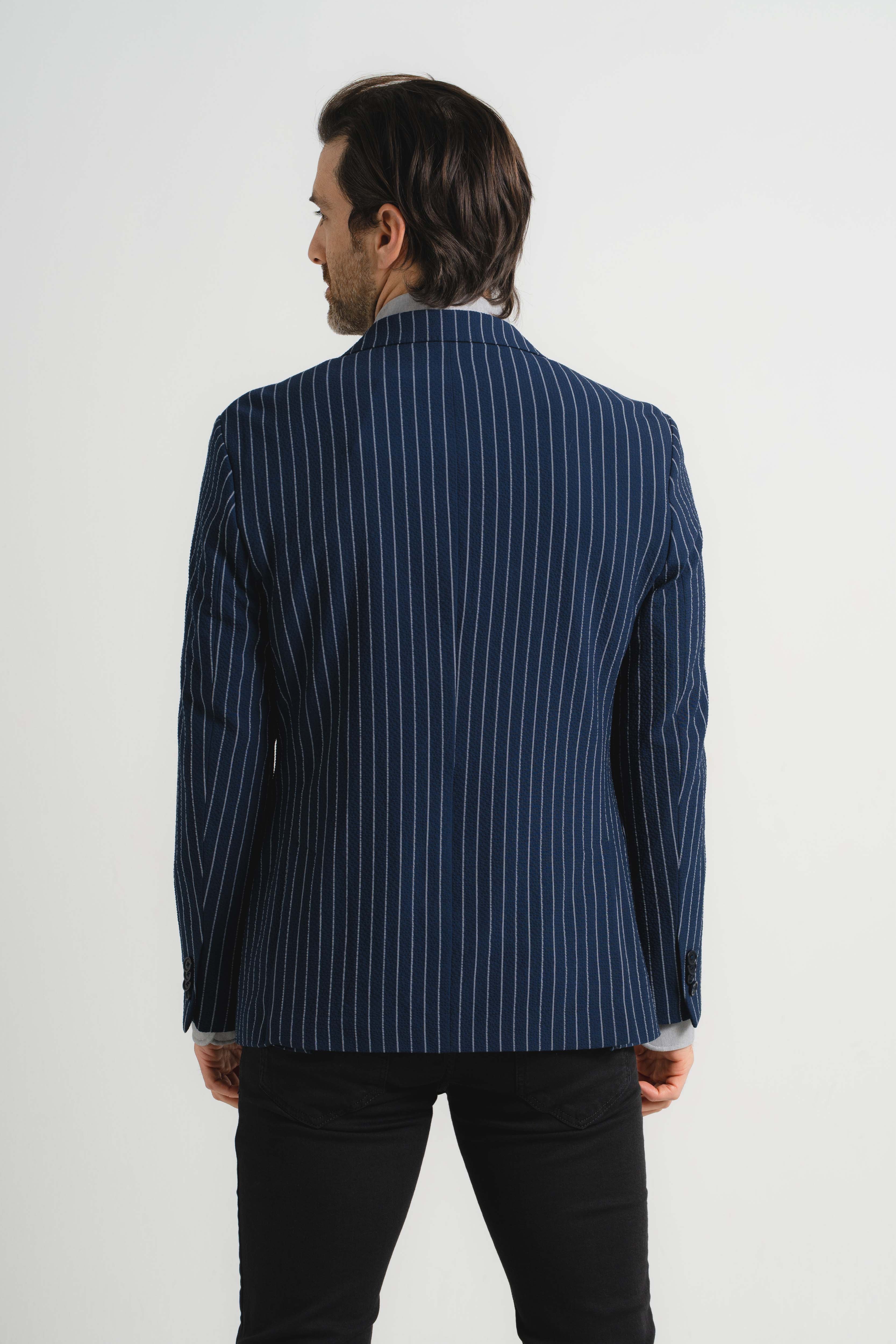 Navy Pinstripe Blazer