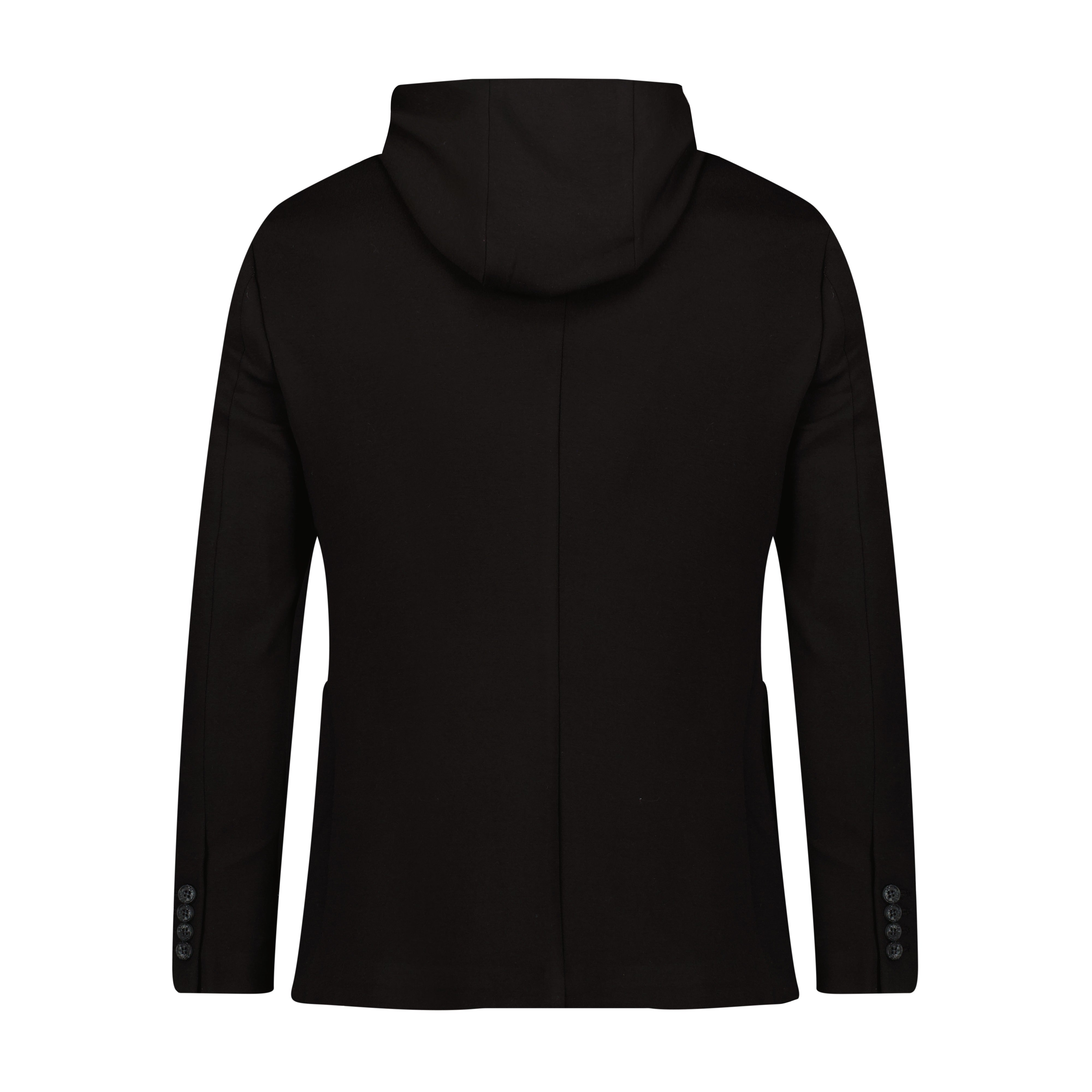 Black Knit Hooded Button Sport Coat