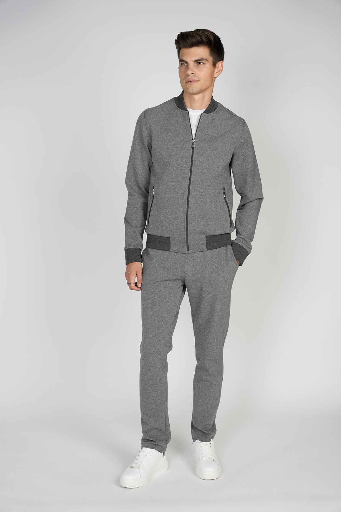 Grey Bomber Jacket & Pant Set