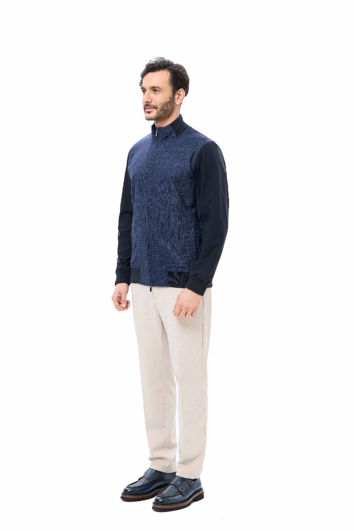 Indigo Full Zip Baseball Jacket