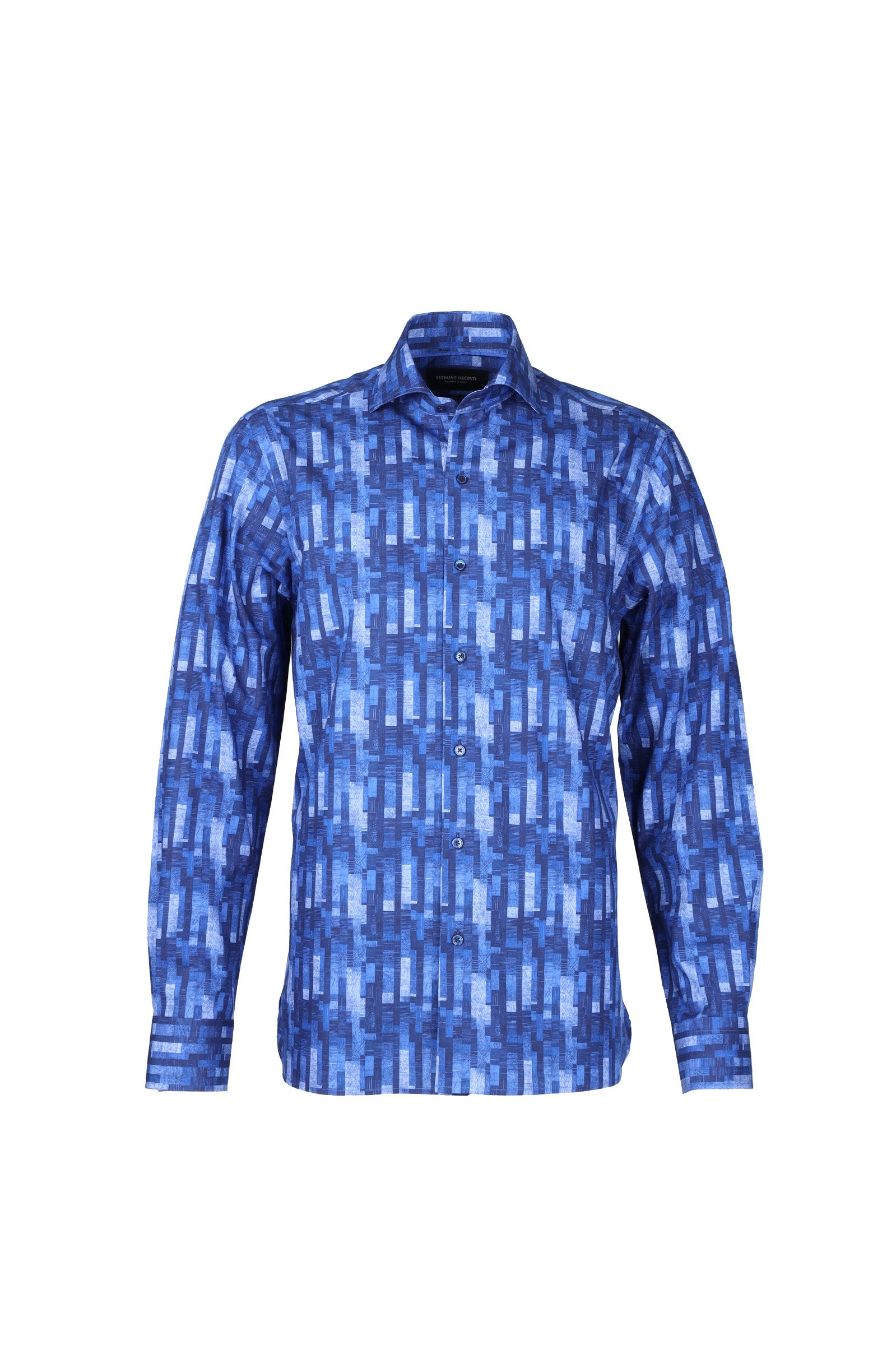 Tile Print Indigo Sport Shirt