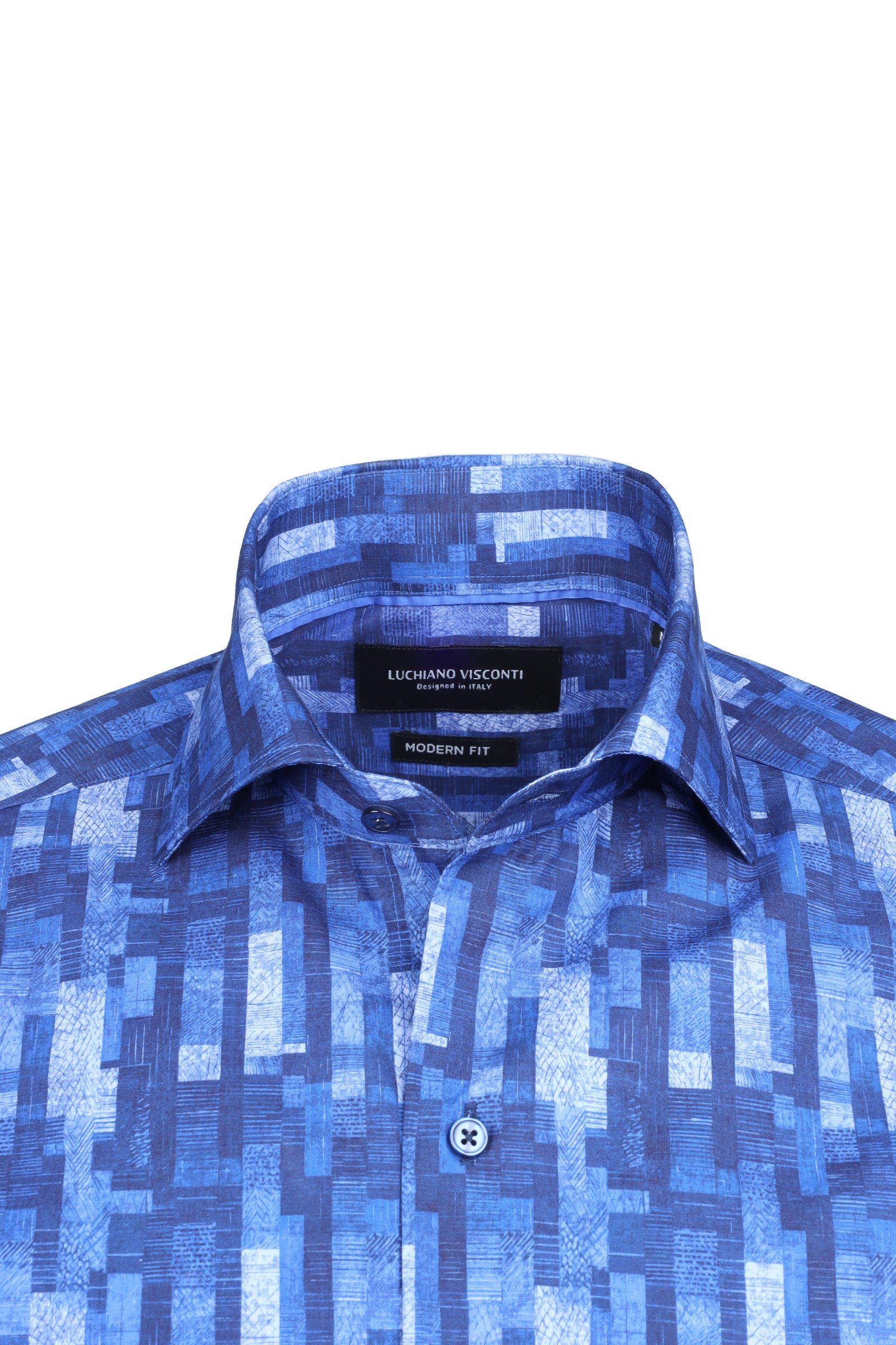 Tile Print Indigo Sport Shirt