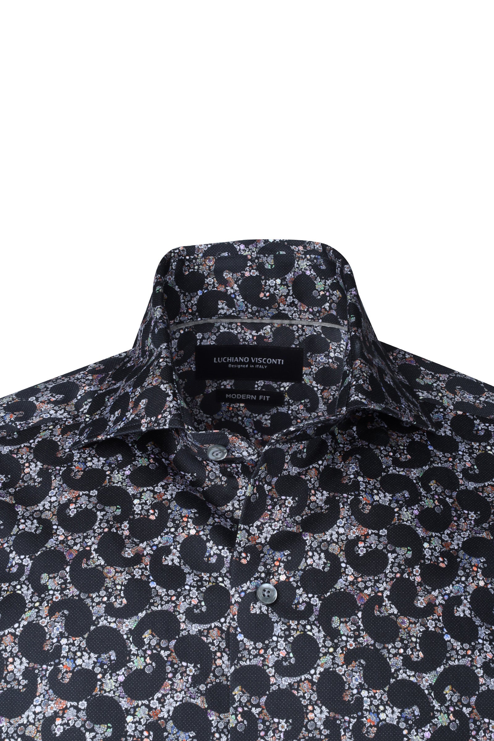 Signature Paisley Abstract Print Euro-Collar Sport Shirt