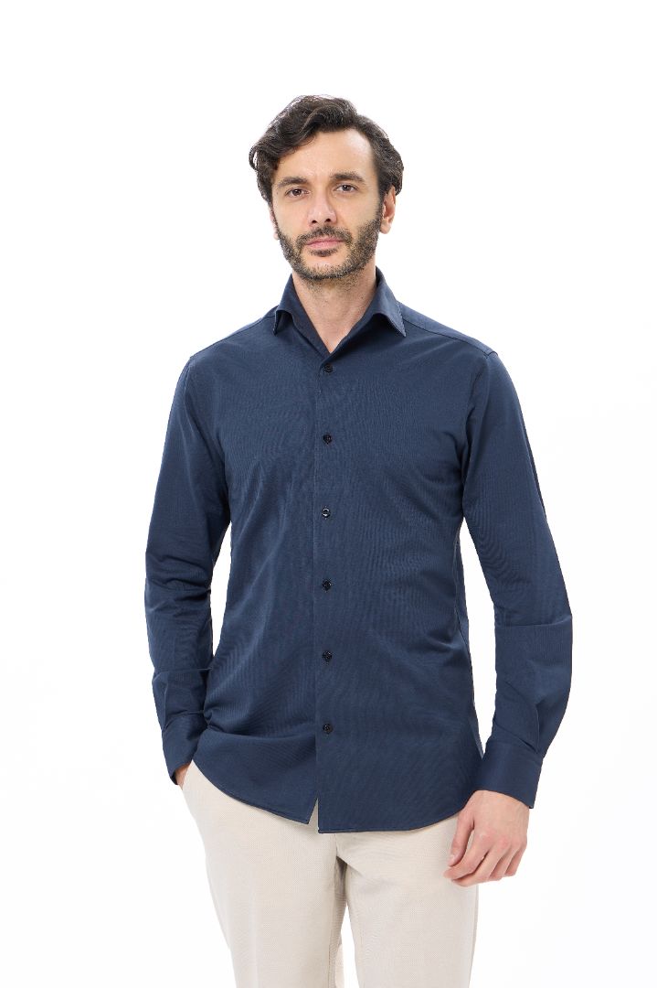 Navy One-Piece Collar Performance Stretch Shirt