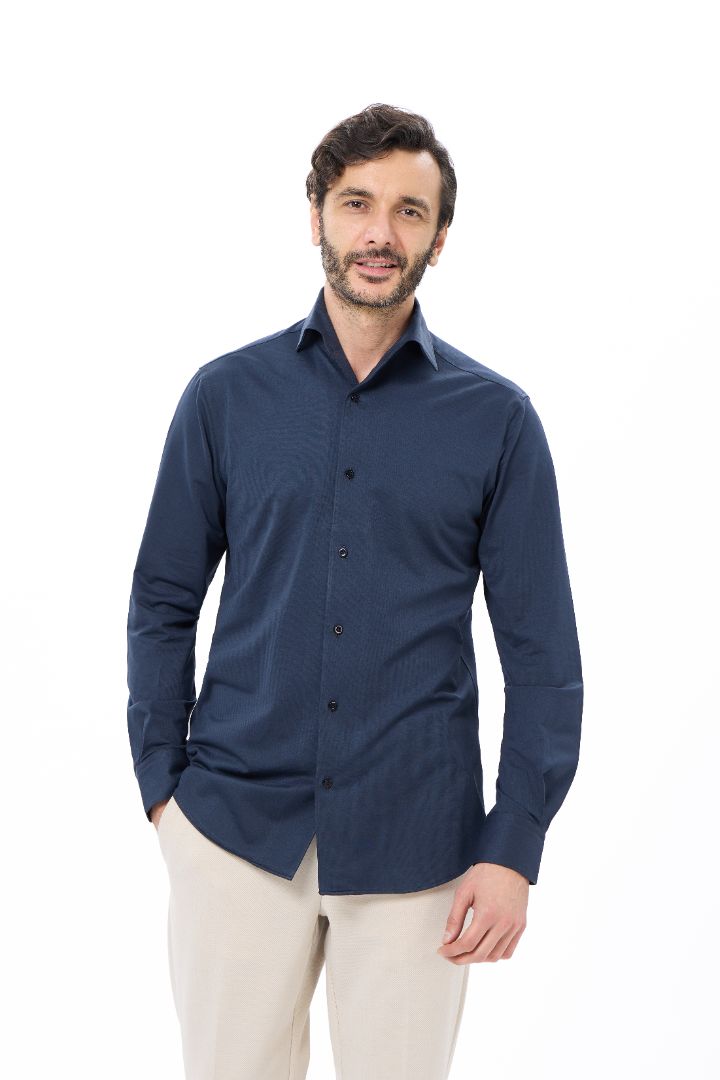 Navy One-Piece Collar Performance Stretch Shirt