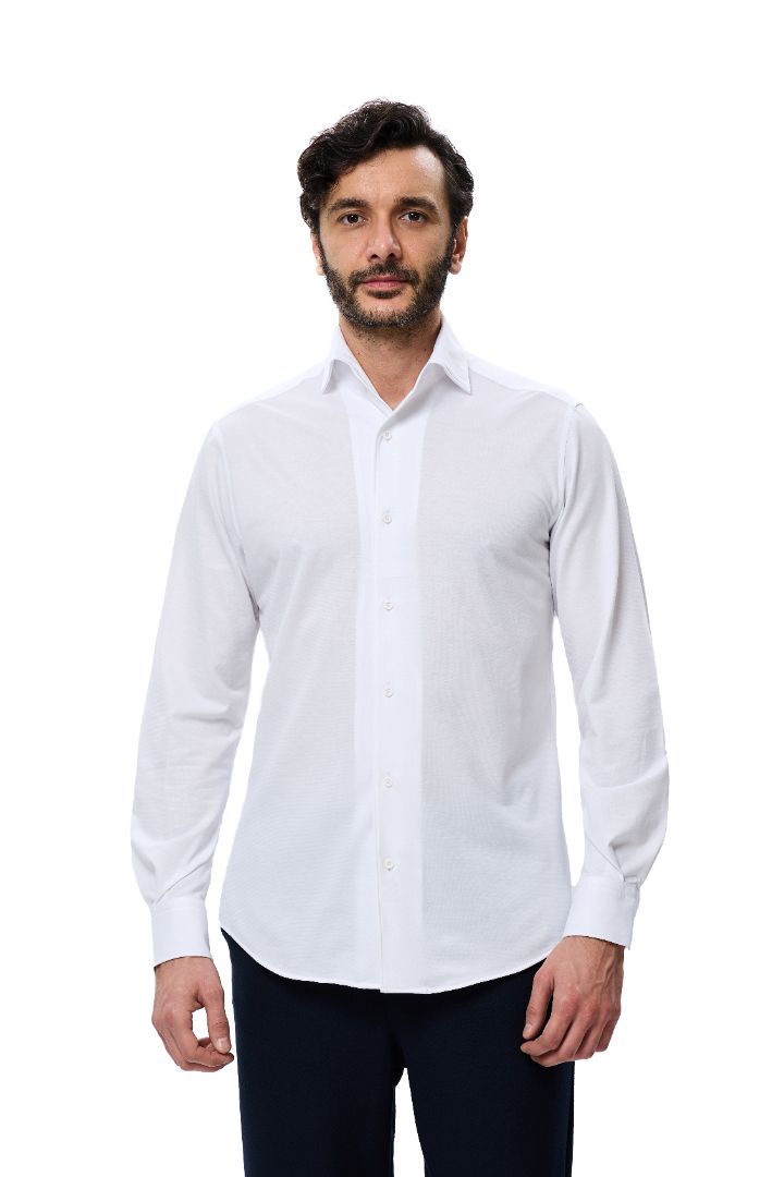 White One-Piece Collar Performance Stretch Shirt