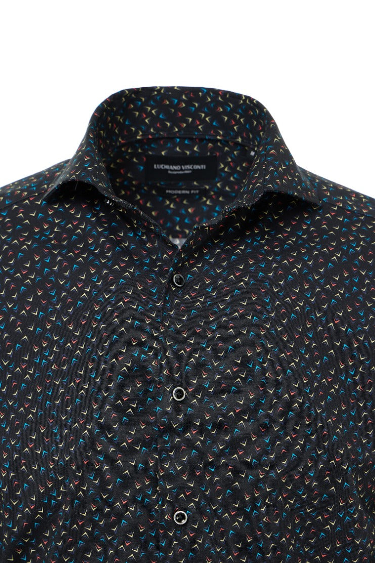 Multi Abstract Arrows Print Button Down Shirt