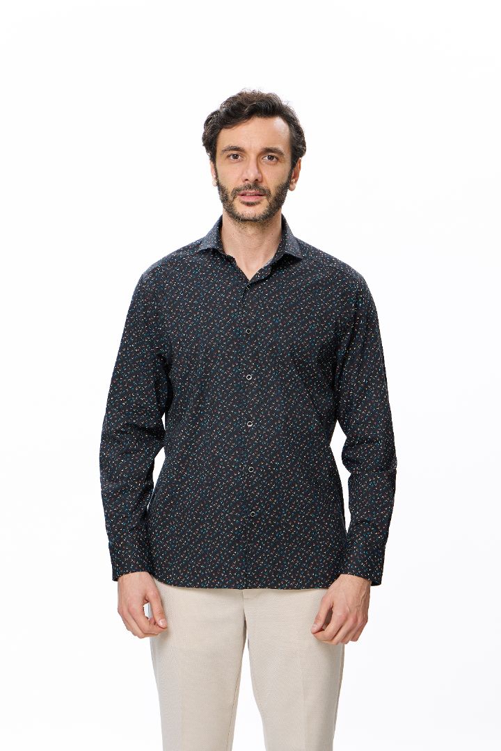 Multi Abstract Arrows Print Button Down Shirt