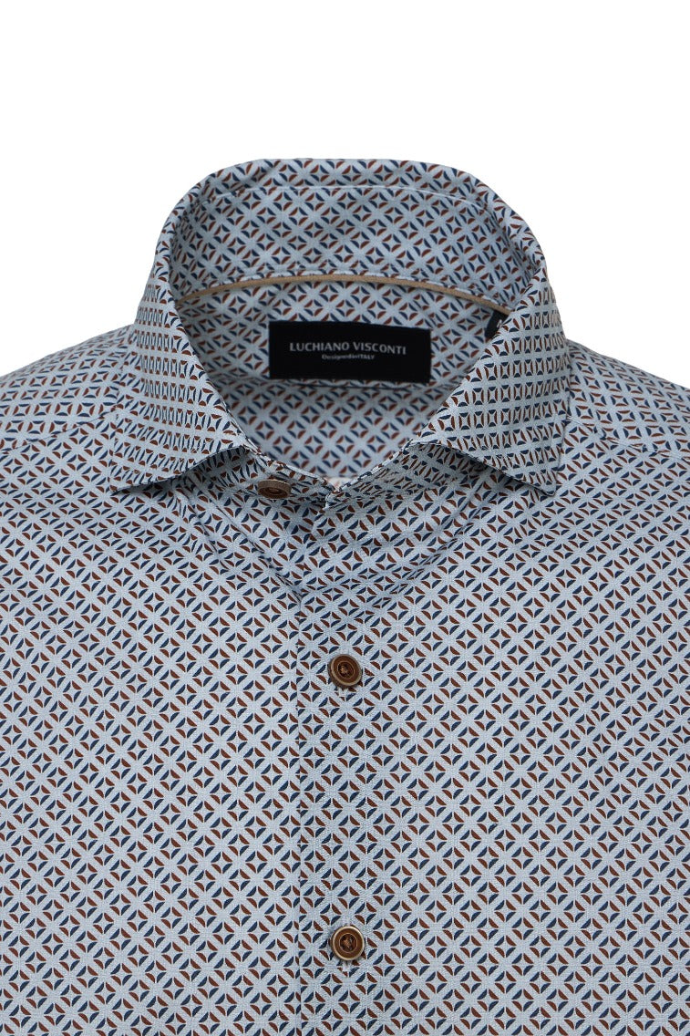 Geo Print Button Down Shirt