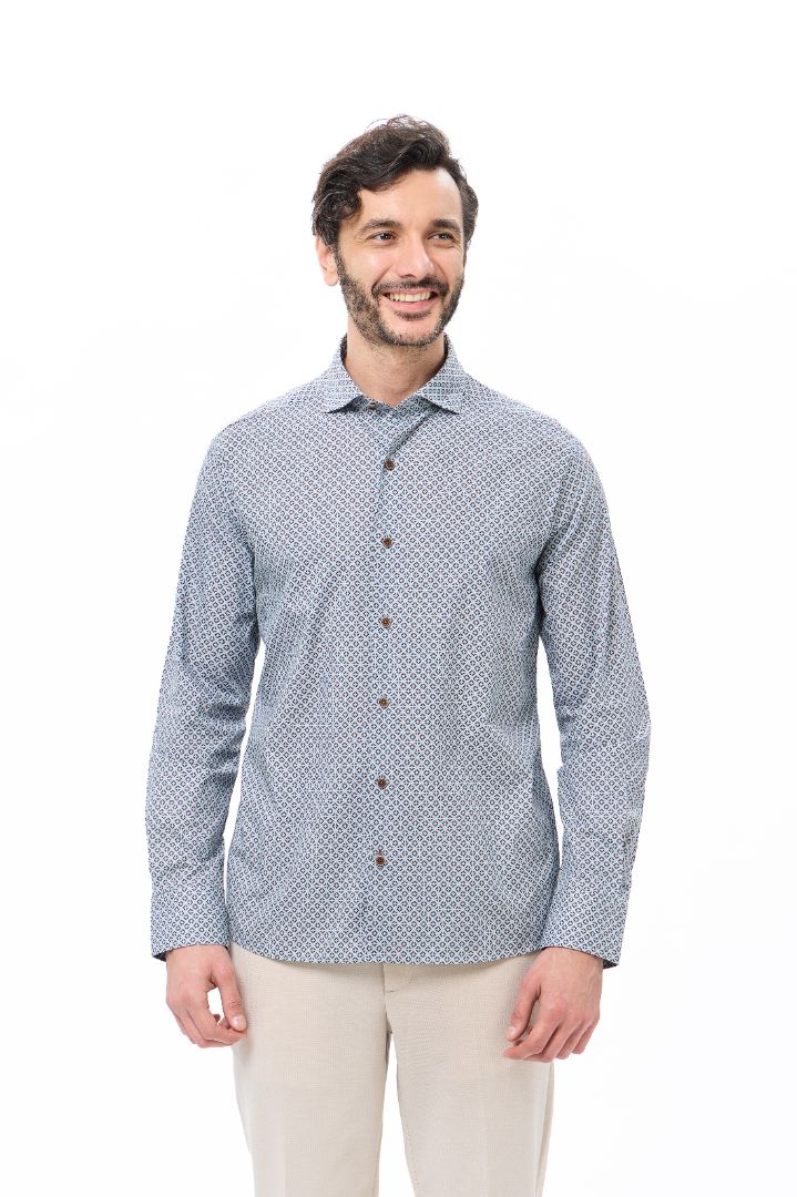 Geo Print Button Down Shirt