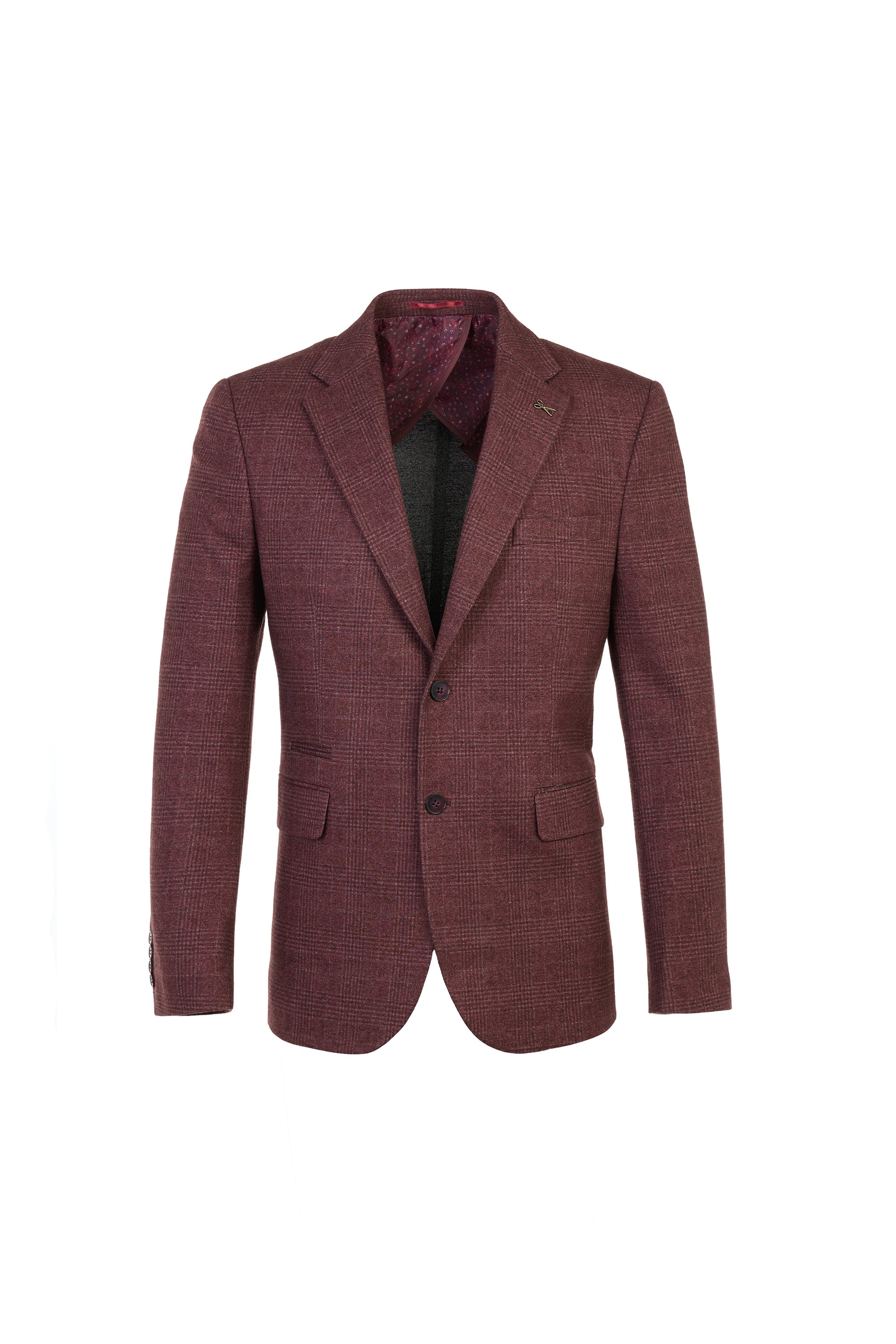 The Wool-Touch Bi-Stretch Melange Wine Blazer