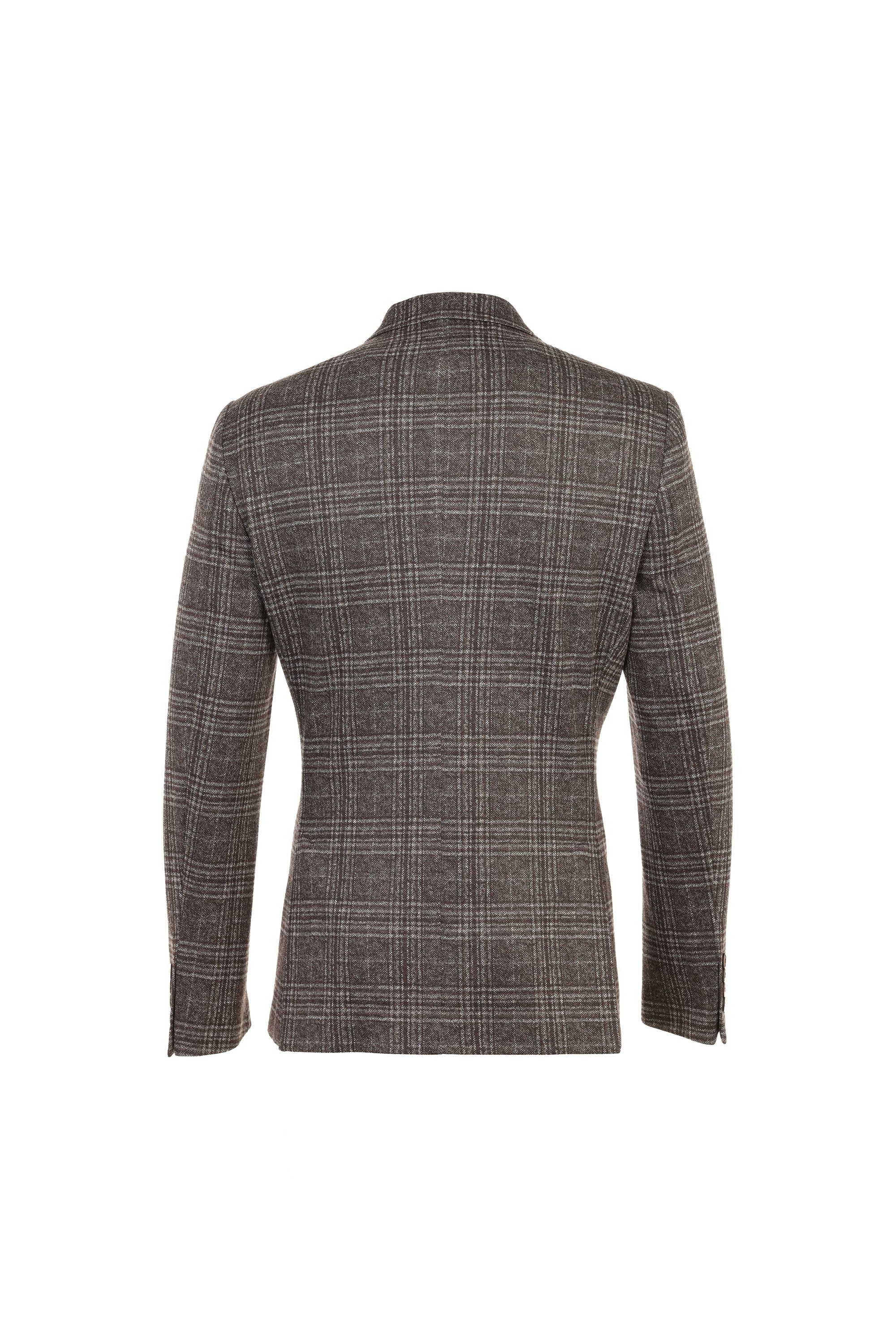 Double-Faced Melange Chocolate Sport Coat in Plaid Pique