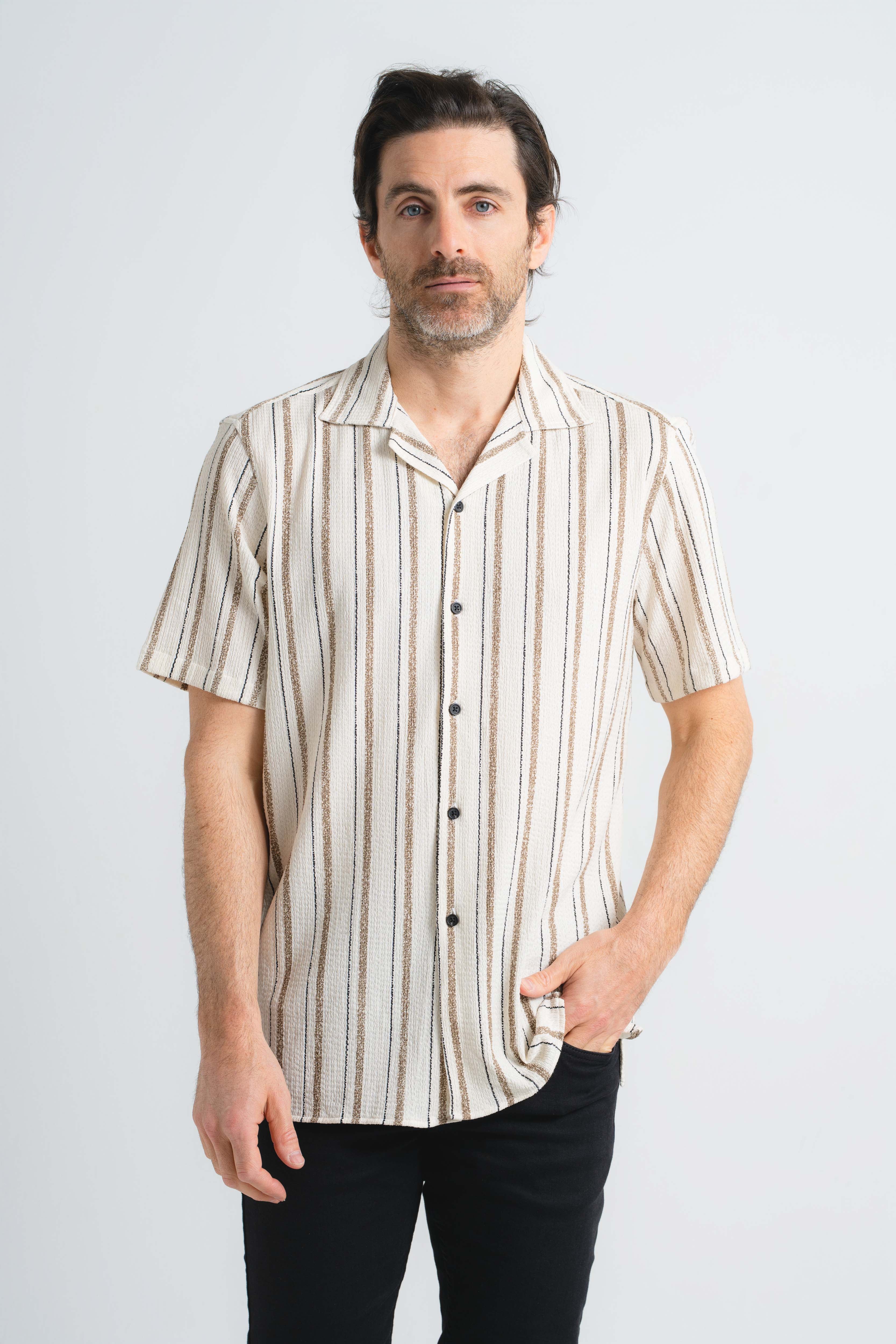 Canvas Striped Short Sleeve Shirt