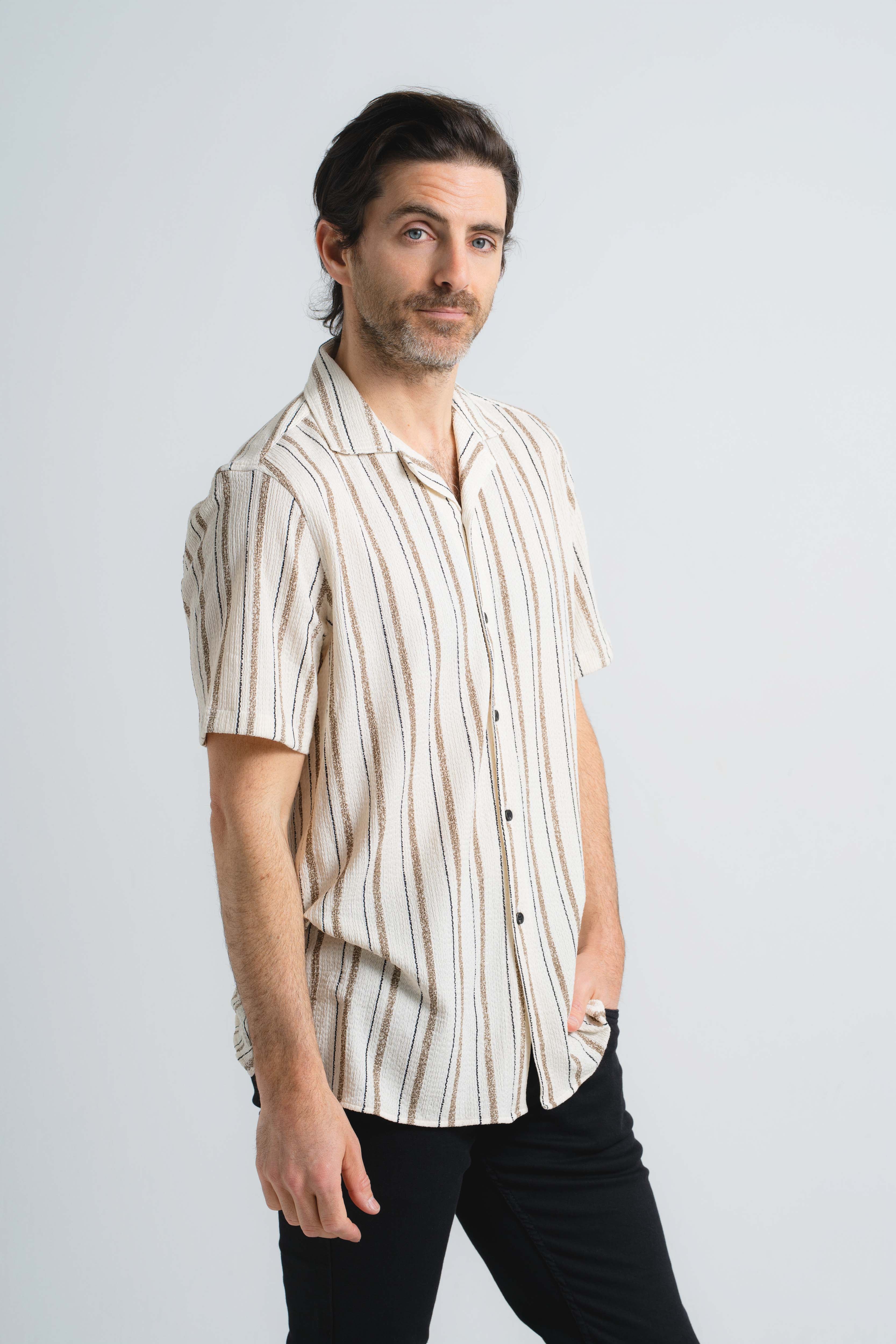 Canvas Striped Short Sleeve Shirt