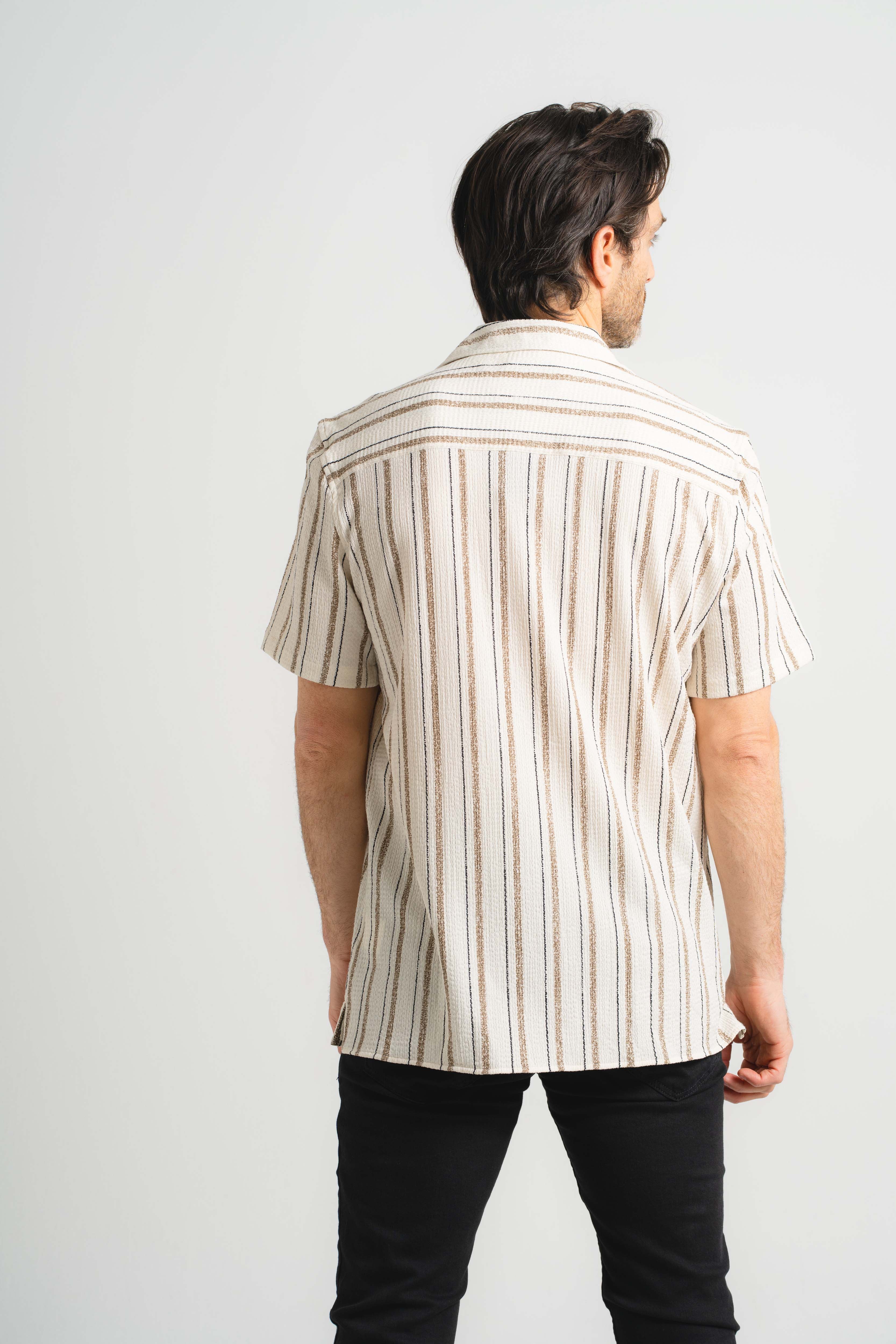 Canvas Striped Short Sleeve Shirt