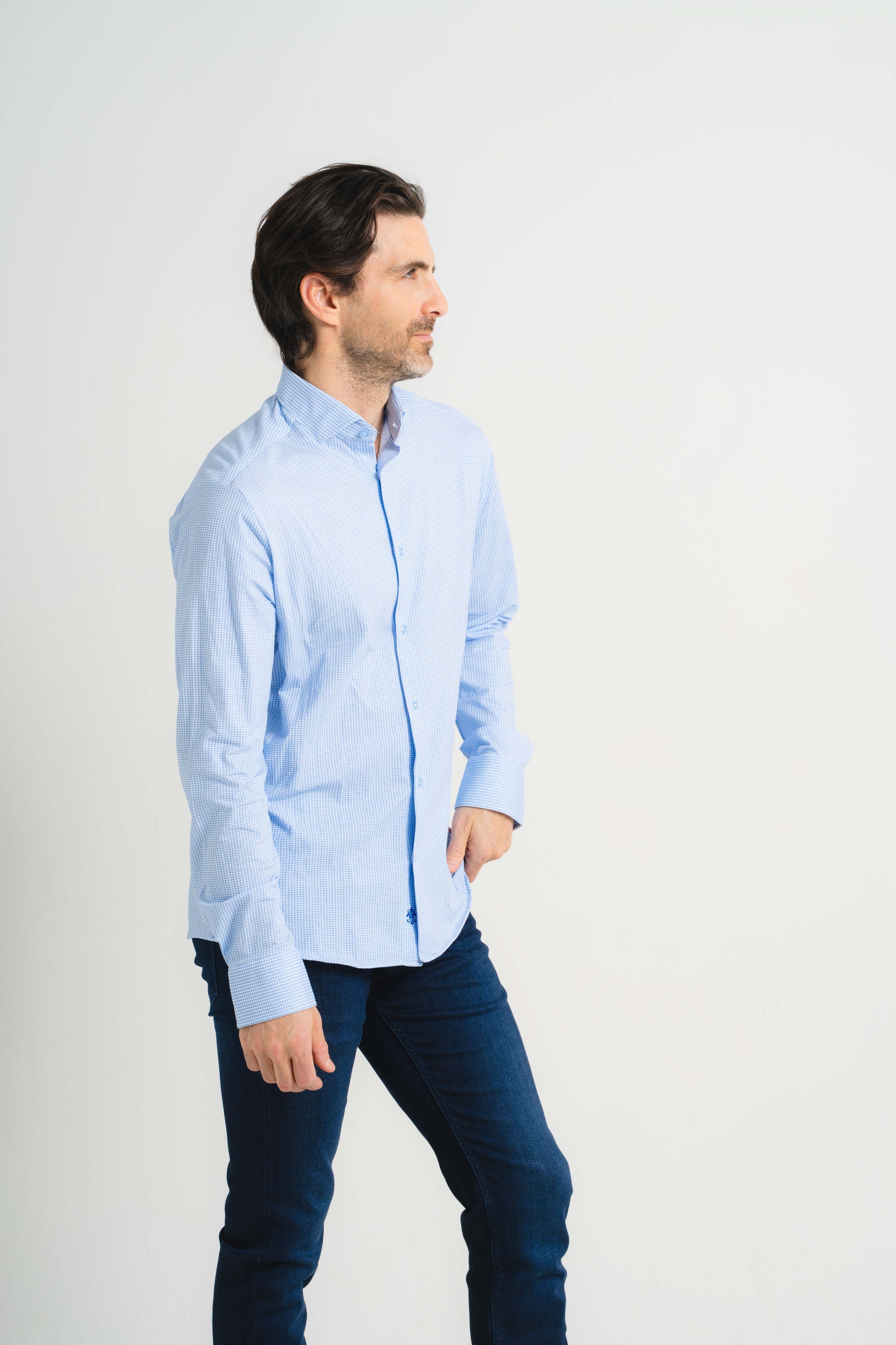 Mini Sky Houndstooth Print Shirt