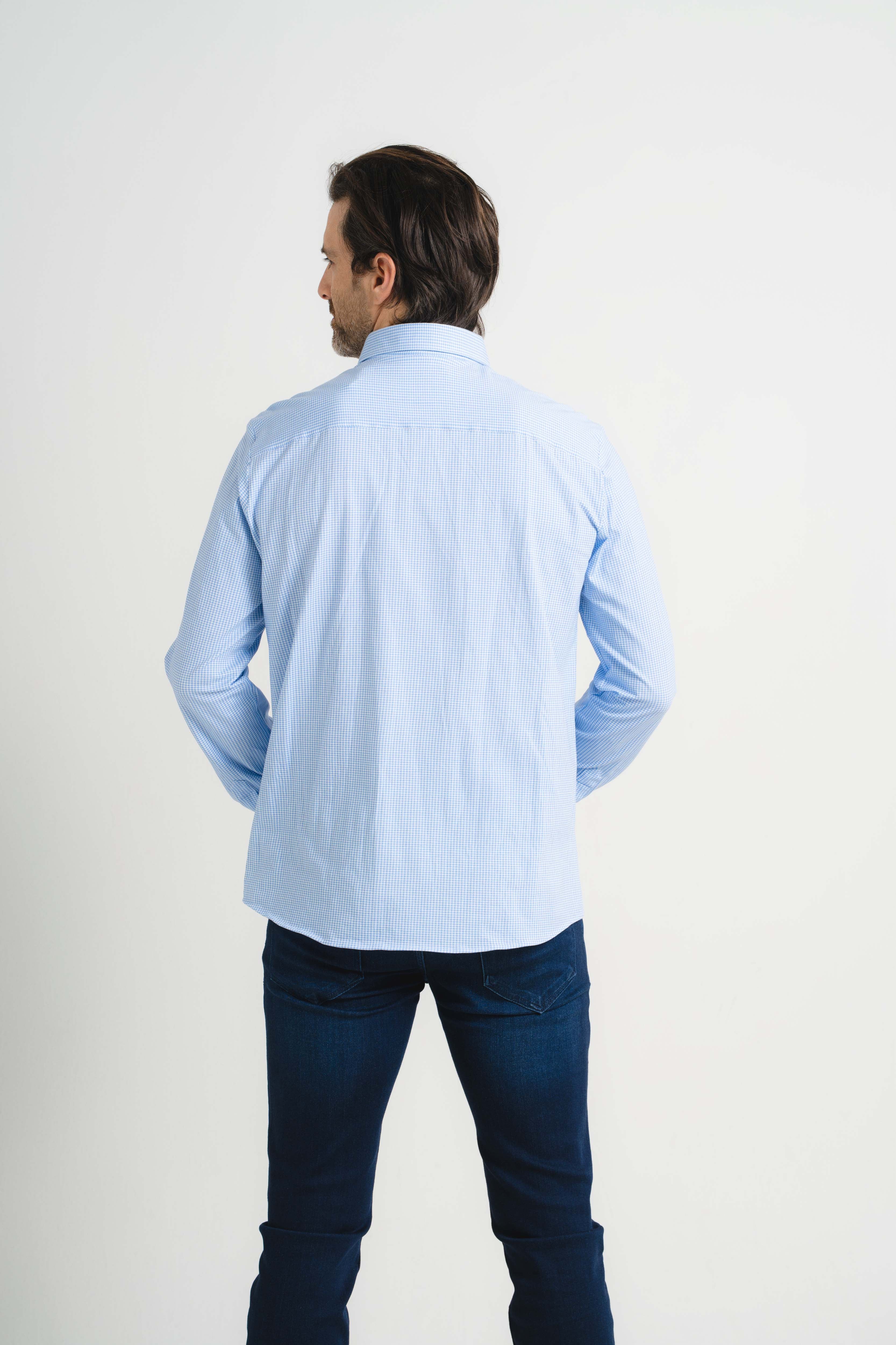 Mini Sky Houndstooth Print Shirt