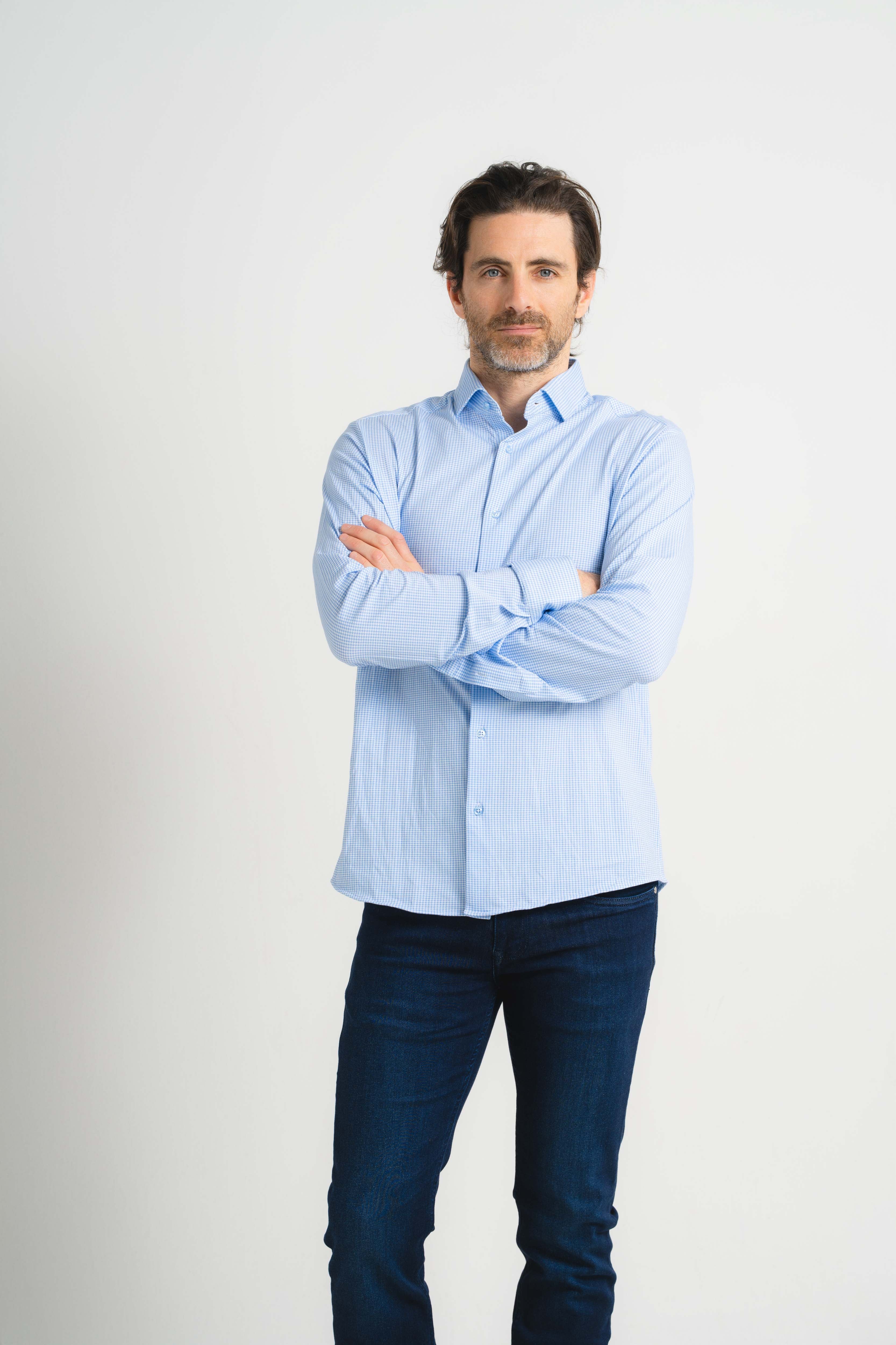 Mini Sky Houndstooth Print Shirt