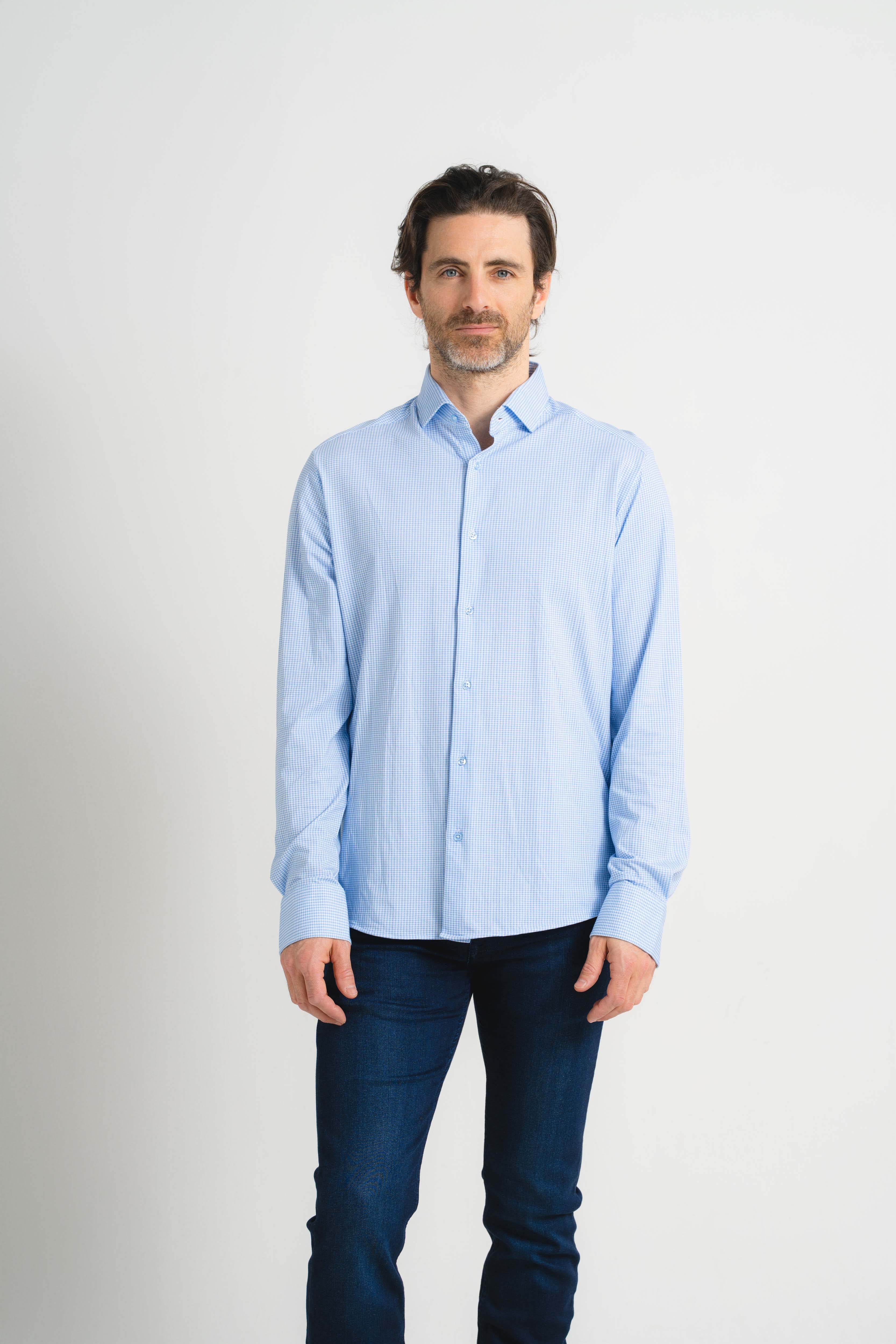 Mini Sky Houndstooth Print Shirt