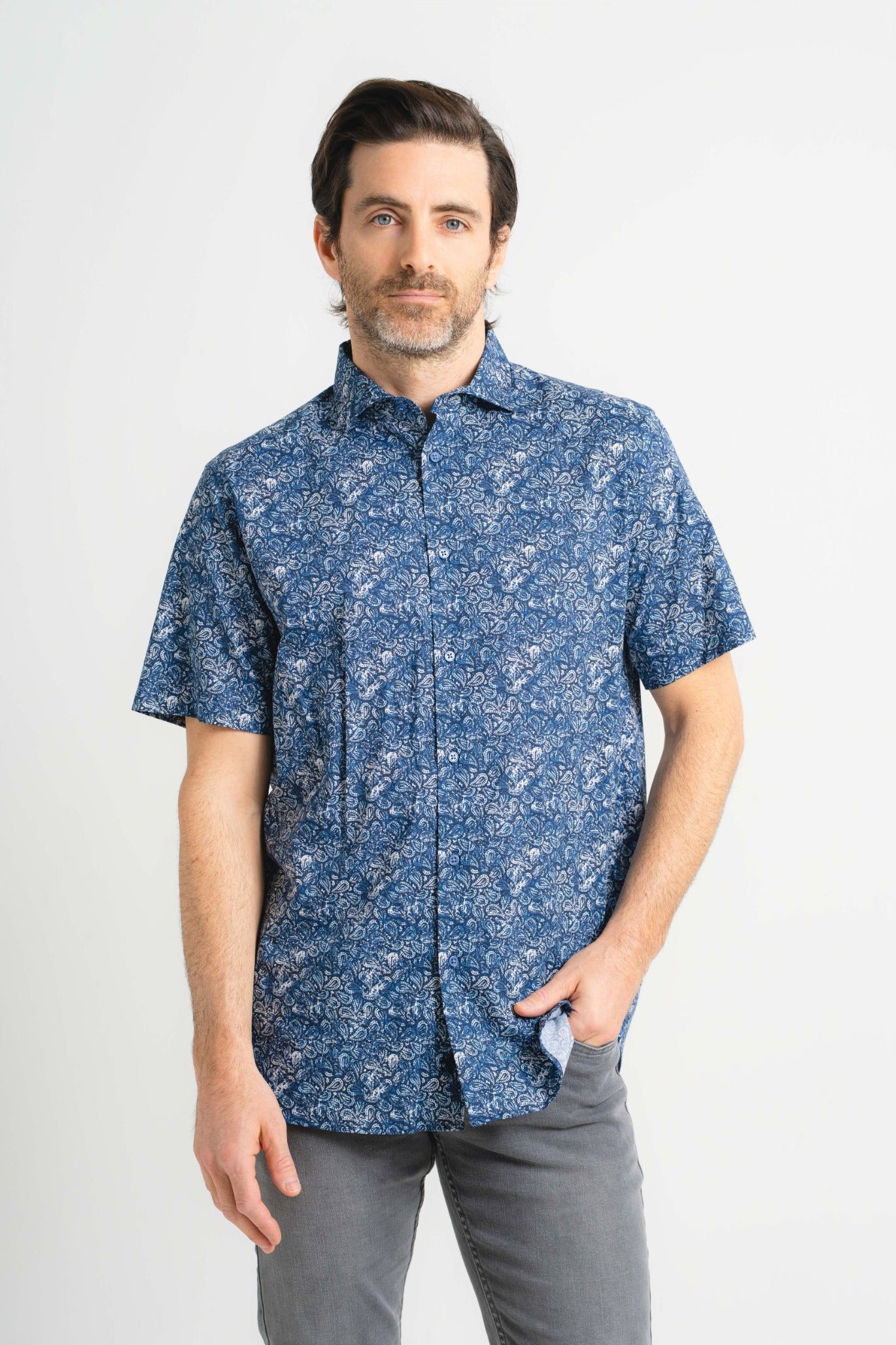 Antique Paisley Print Short Sleeve Shirt