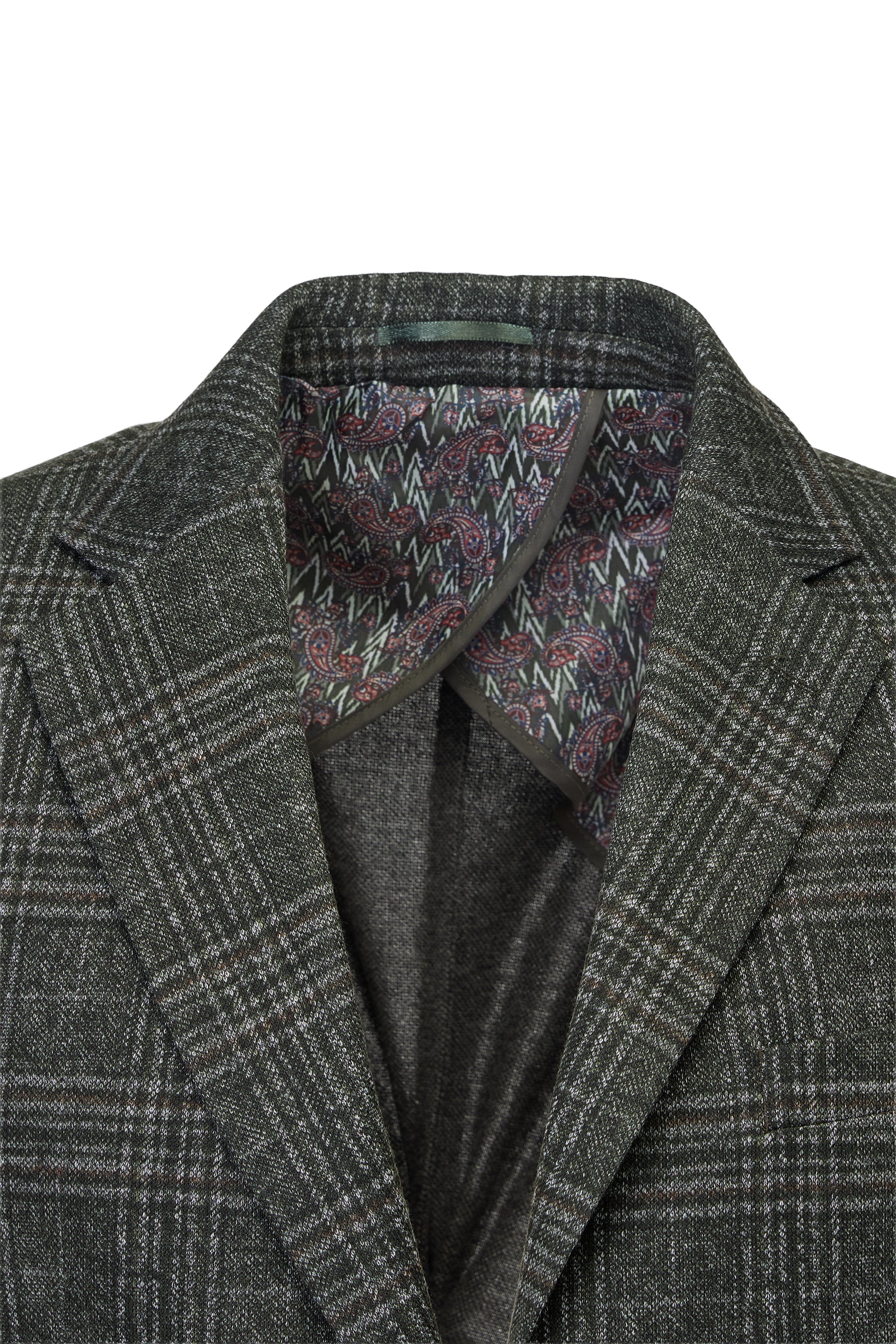 Double-Faced Melange Forest Sport Coat in Plaid Pique