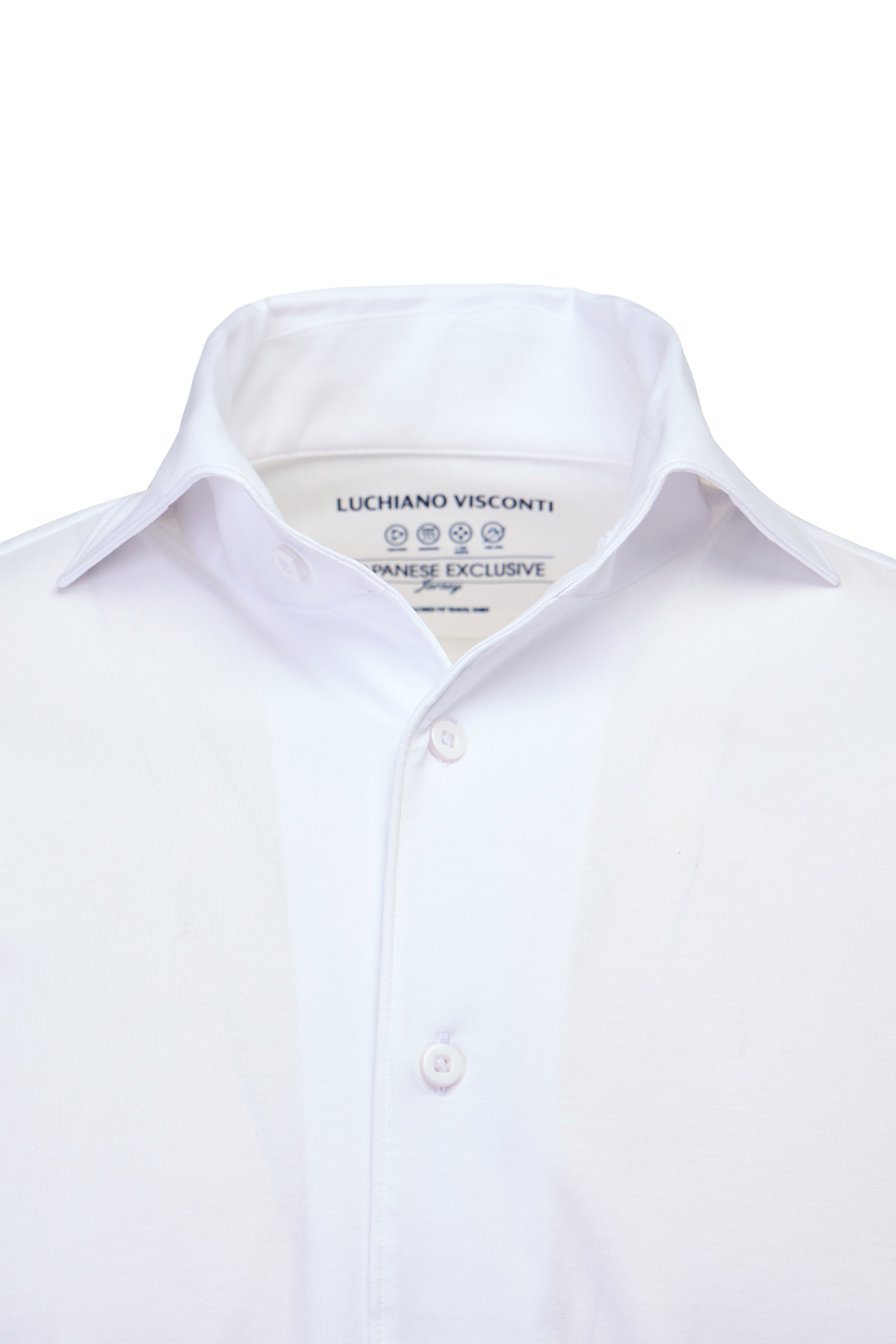 White One-Piece Collar Performance Stretch Shirt
