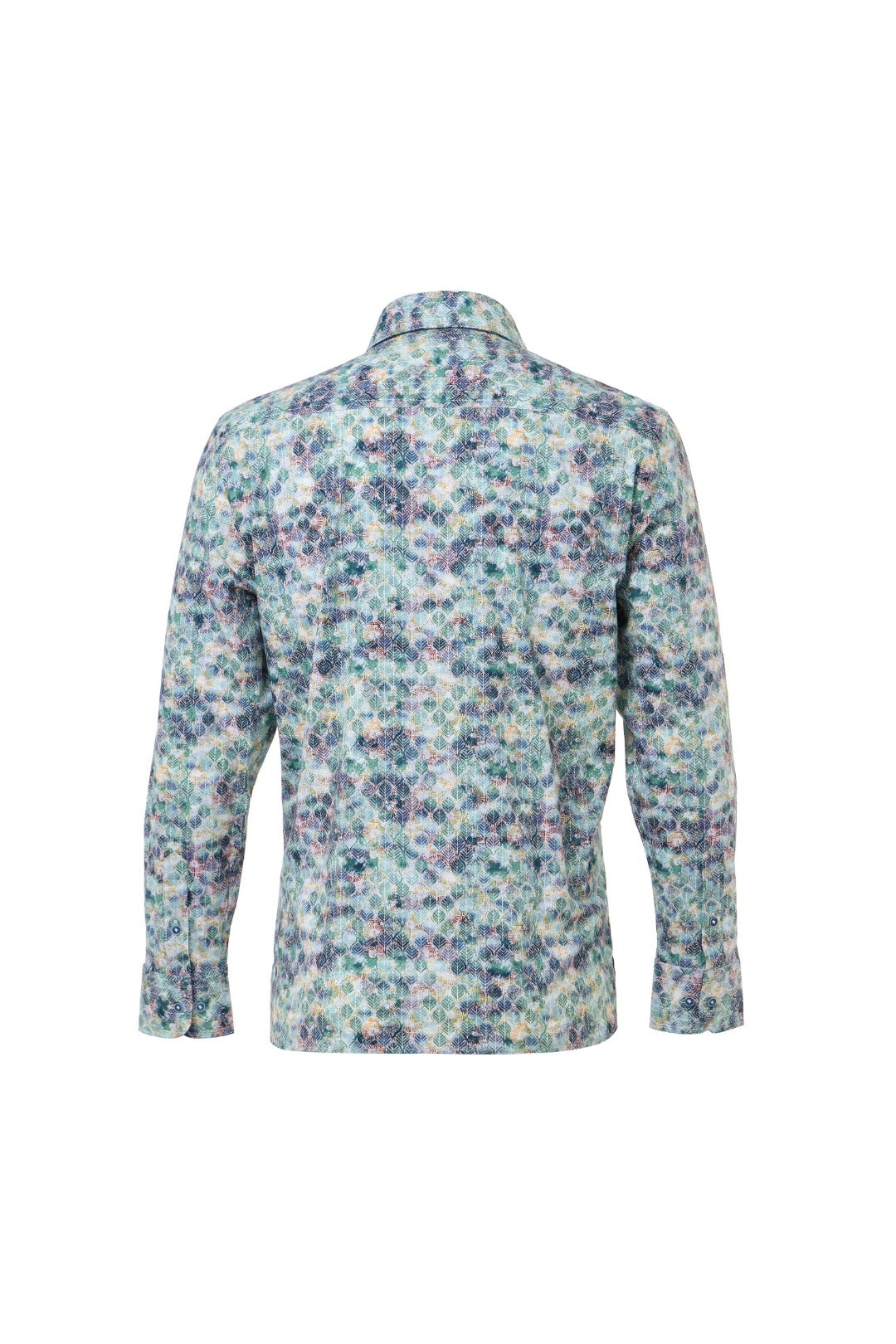 Multicolor Leaf Print Button-Down Shirt