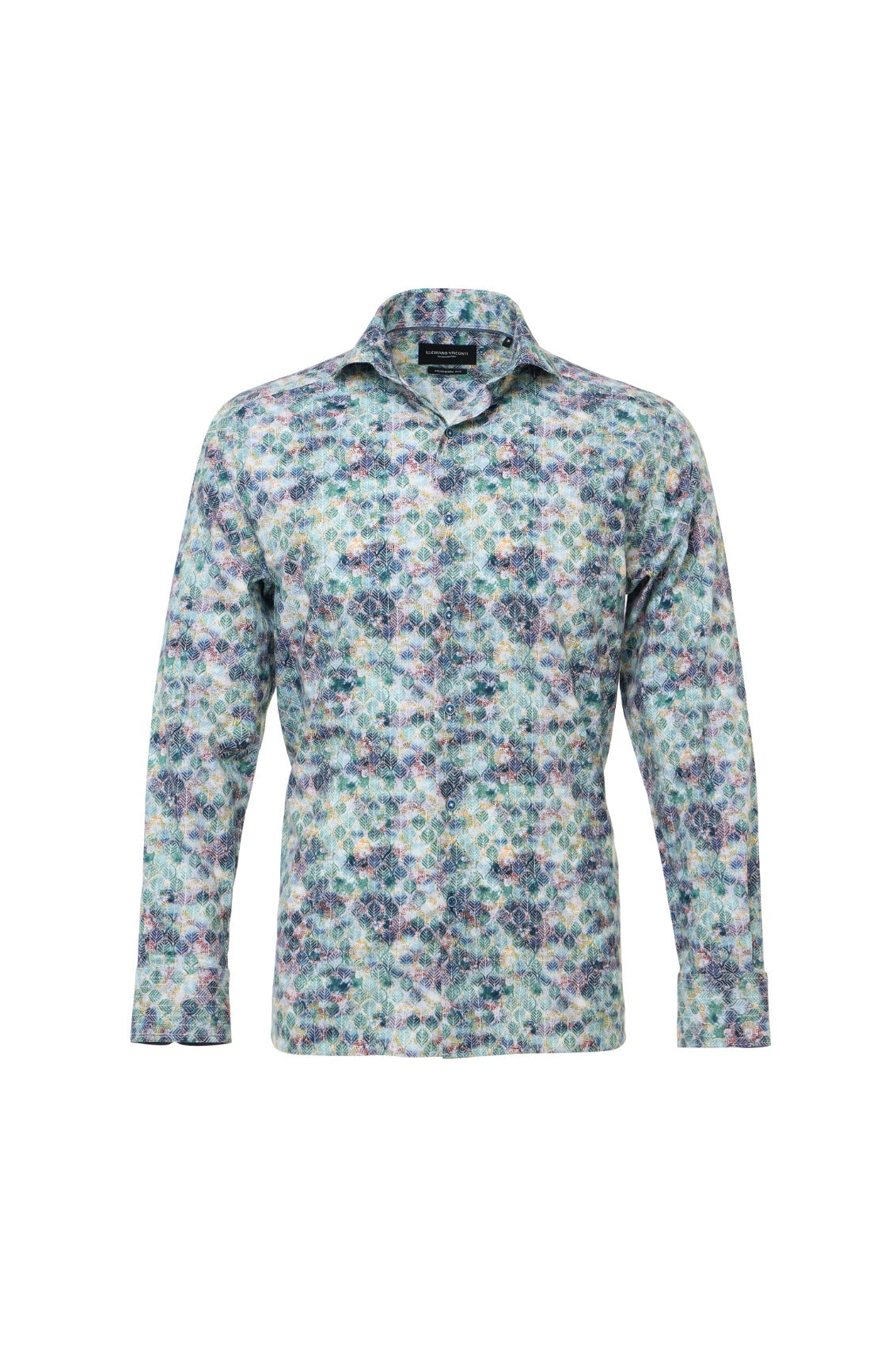 Multicolor Leaf Print Button-Down Shirt