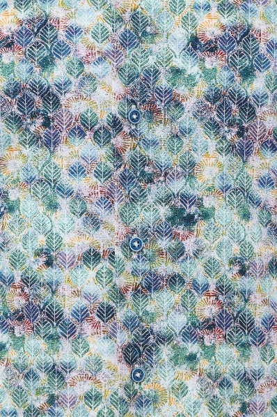 Multicolor Leaf Print Button-Down Shirt