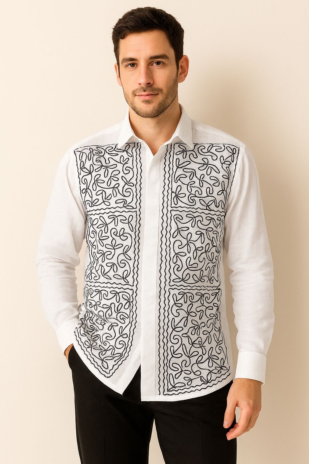 Leaf Embroidered Shirt