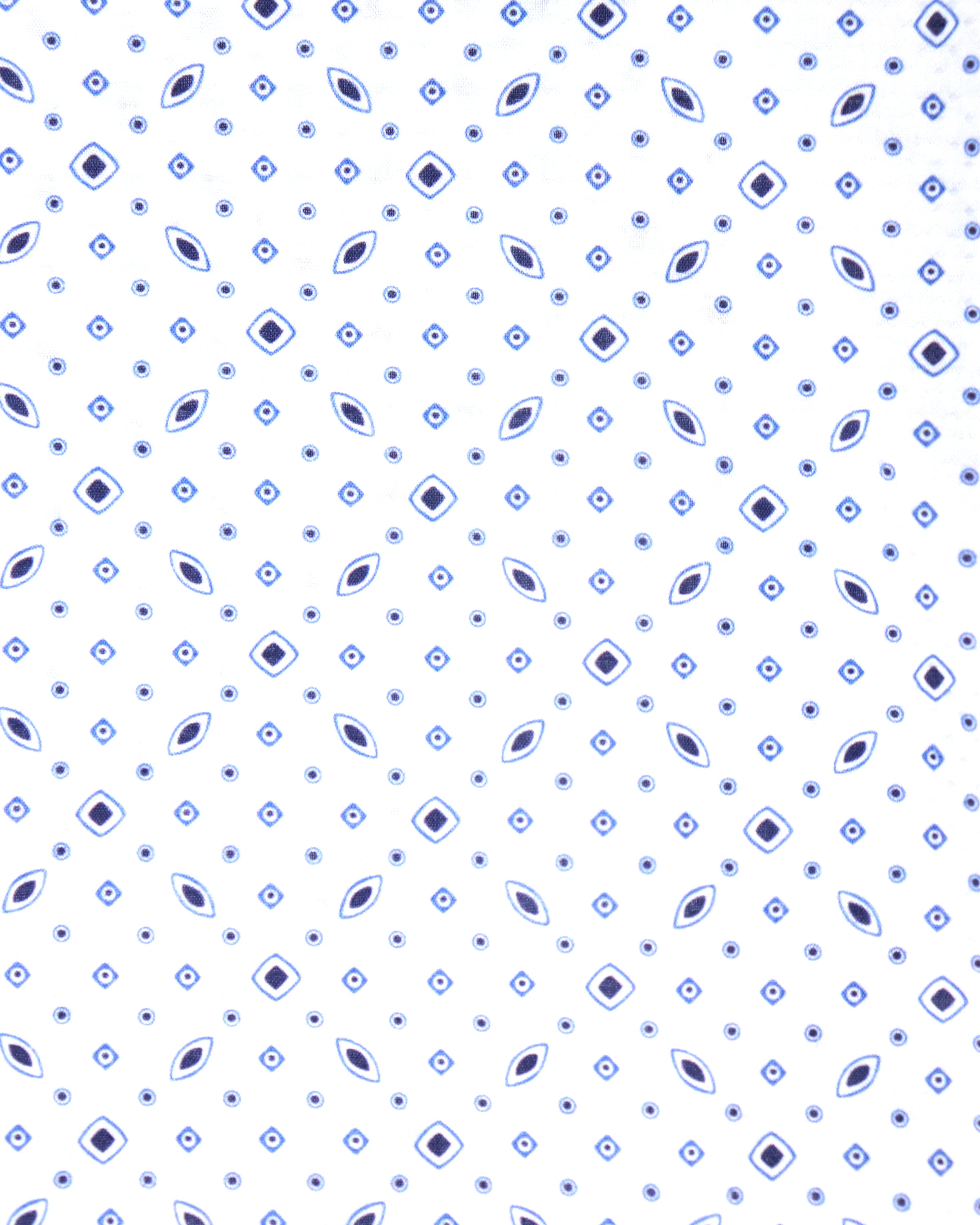 White with Blue Squares & Ovals