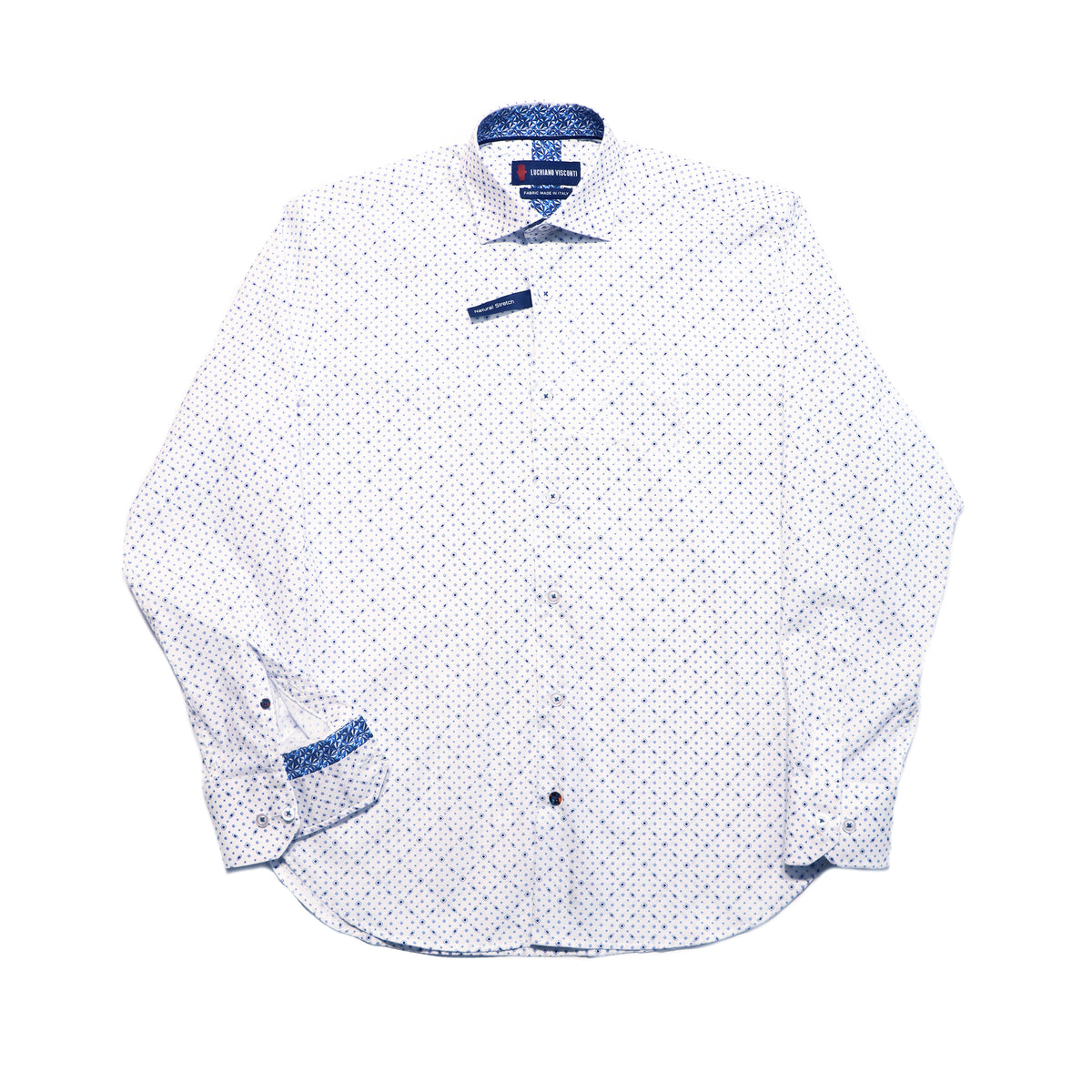 White with Blue Squares & Ovals