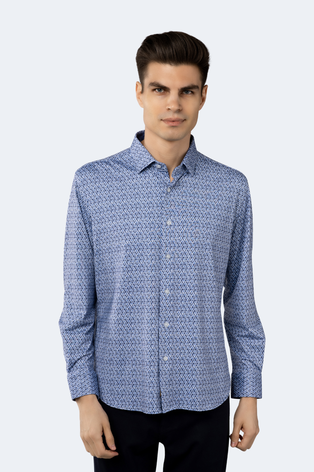 White, Dodger Blue and Sky-Blue Circular Shirt