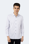 White with Navy and Blue Diamond Stripes Jacquard Shirt