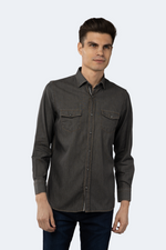 Melange Charcoal Grey Denim Shirt