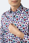 White with Purple, Magenta and Teal Skulls Dripping Shirt