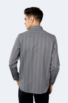 Light Grey with Navy Daggered Marks and Multi Blue Circle Shirt