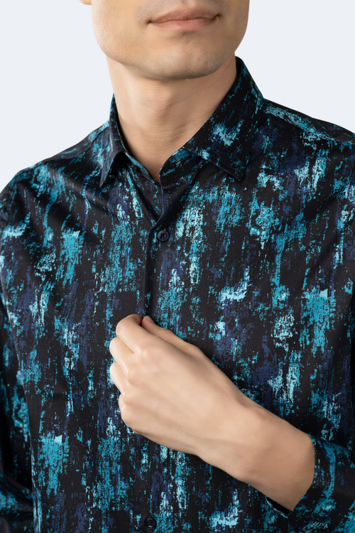 Navy with Teal Marble Shirt
