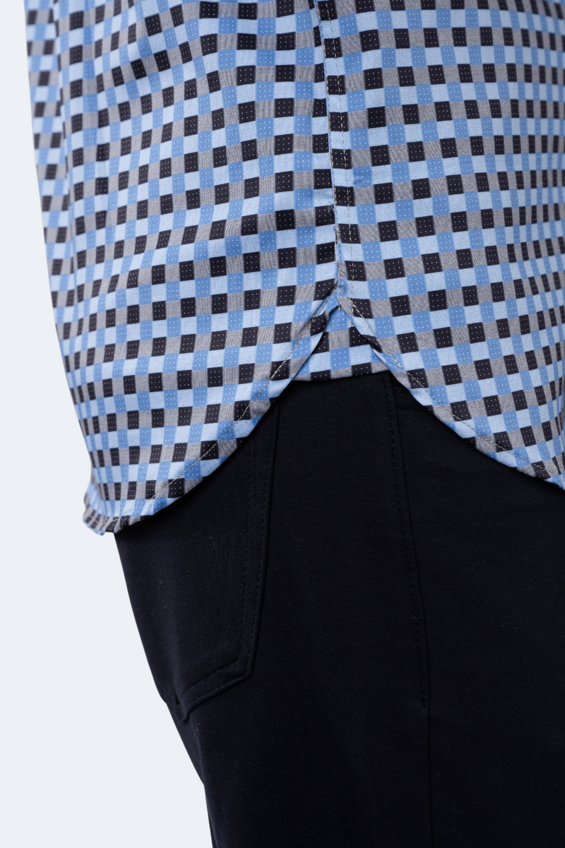 Multi Blue Squares with Dots Shirt