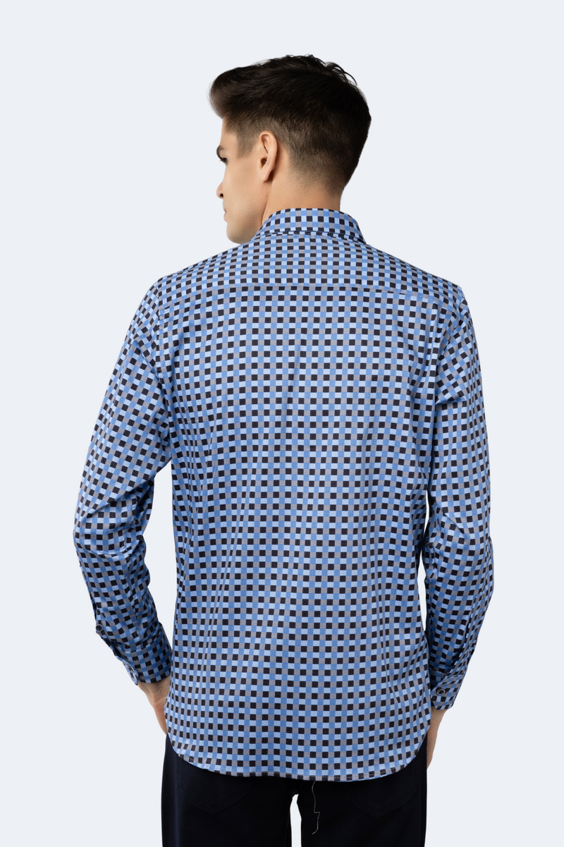 Multi Blue Squares with Dots Shirt